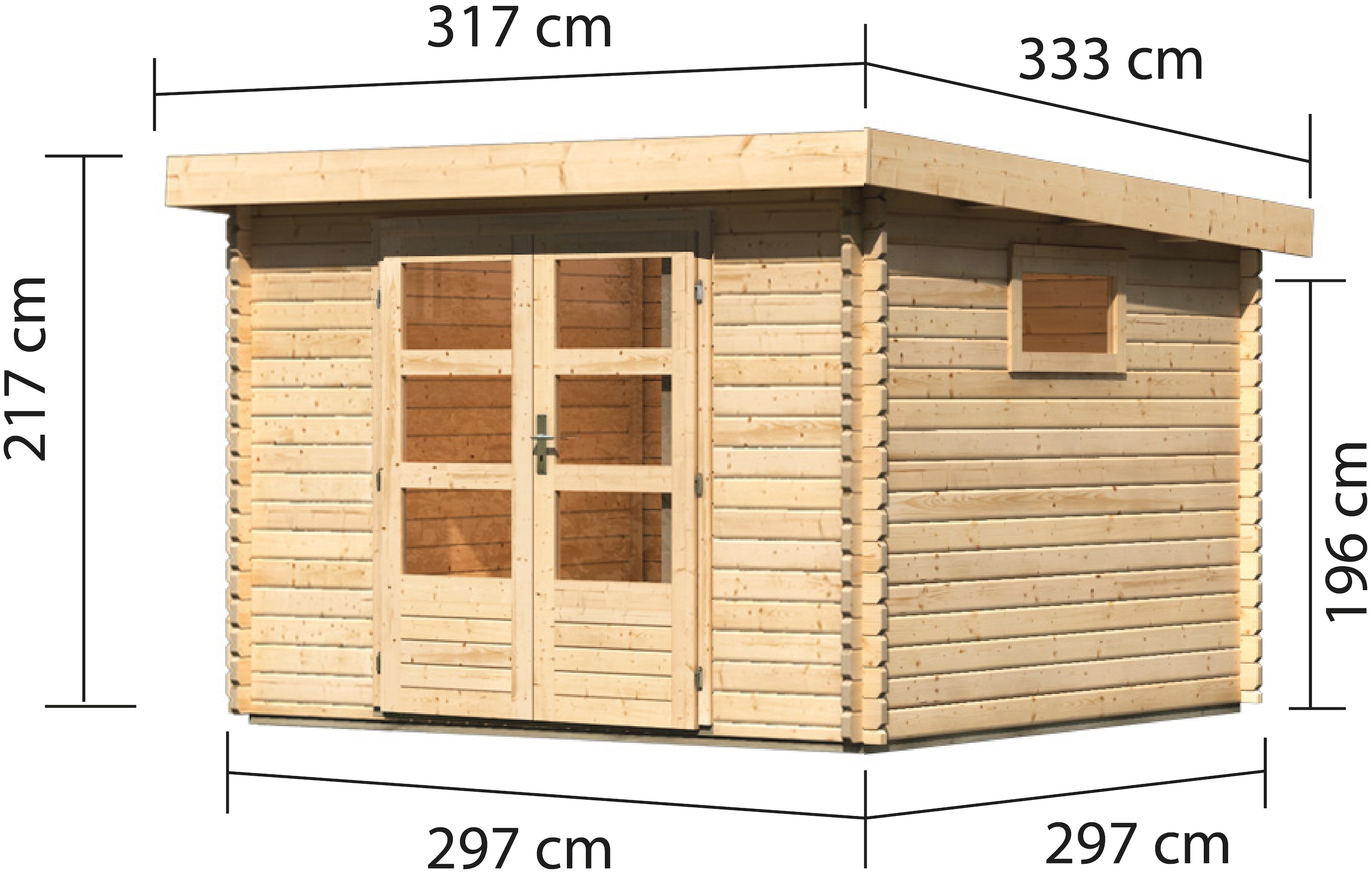 Karibu Gartenhaus »Trittau 3«, 40 mm Wandstärke, mit Fenster