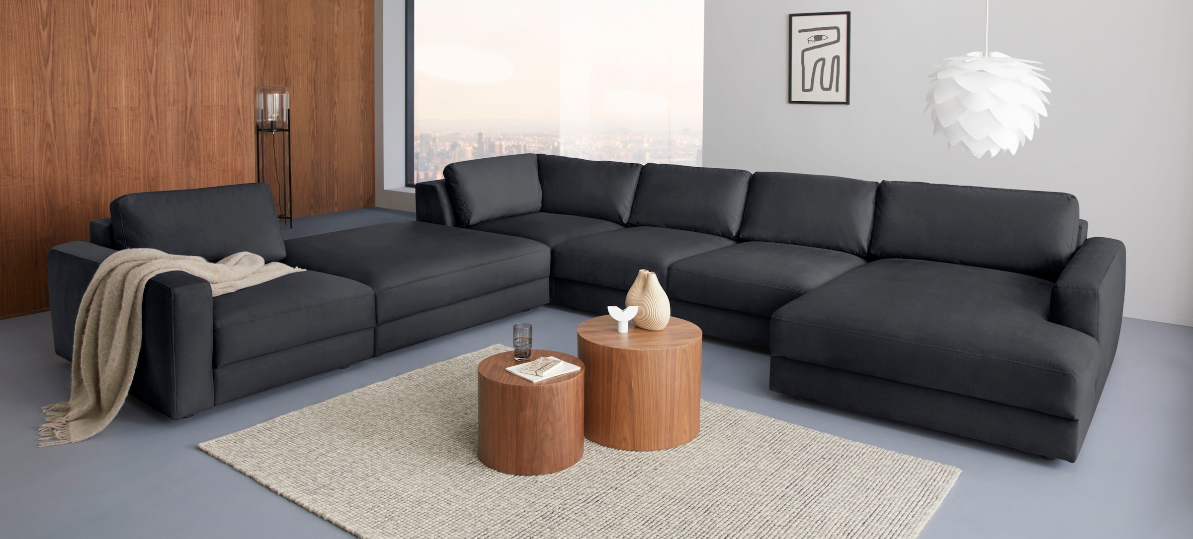 Places of Style Wohnlandschaft »Bloomfield, Mega Polsterprogramm, Breite 405cm, viel Platz, U-Form«, mit extra tiefer Sitzfläche, wahlweise mit Sitztiefenverstellung