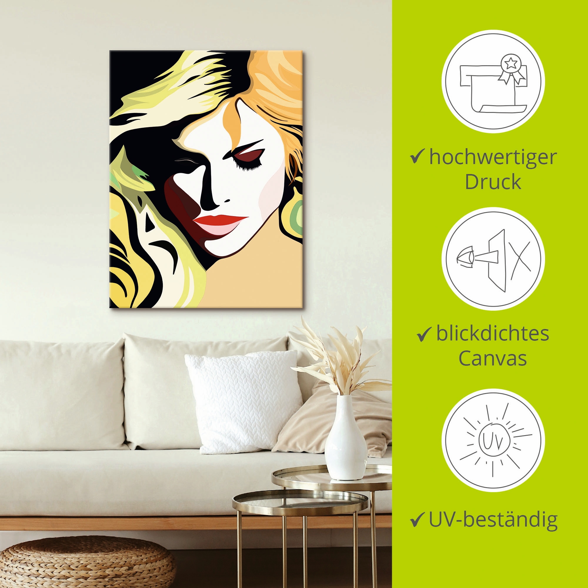 Artland Wandbild »Schöne Frau«, Frau, (1 St.), als Alubild, Outdoorbild, Leinwandbild, Wandaufkleber, versch. Größen