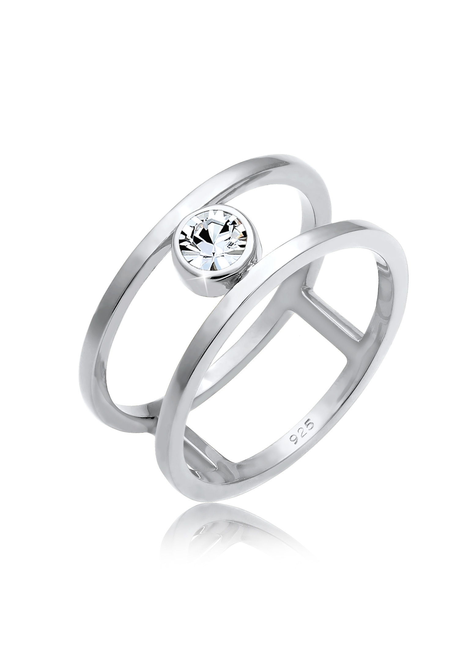 Elli Premium Fingerring »Glas Kristalle Weiß 925 Sterling Silber«