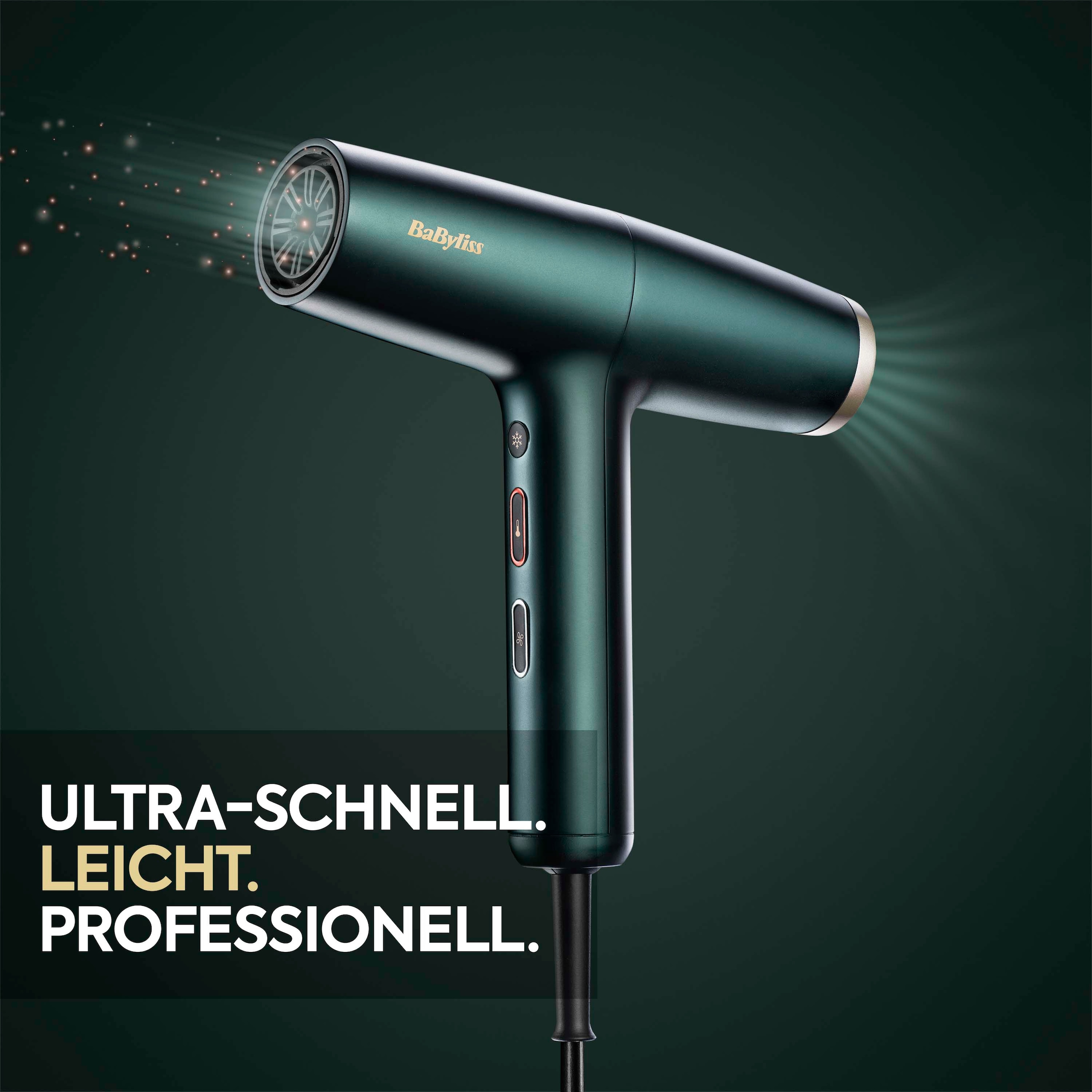 BaByliss Haartrockner »Air Power Pro D6555DE« 1.600 W 3 Aufsätze Hochgeschwindigkeits-Digitalmotor , Leicht, Föhn mit 3 Aufsätzen