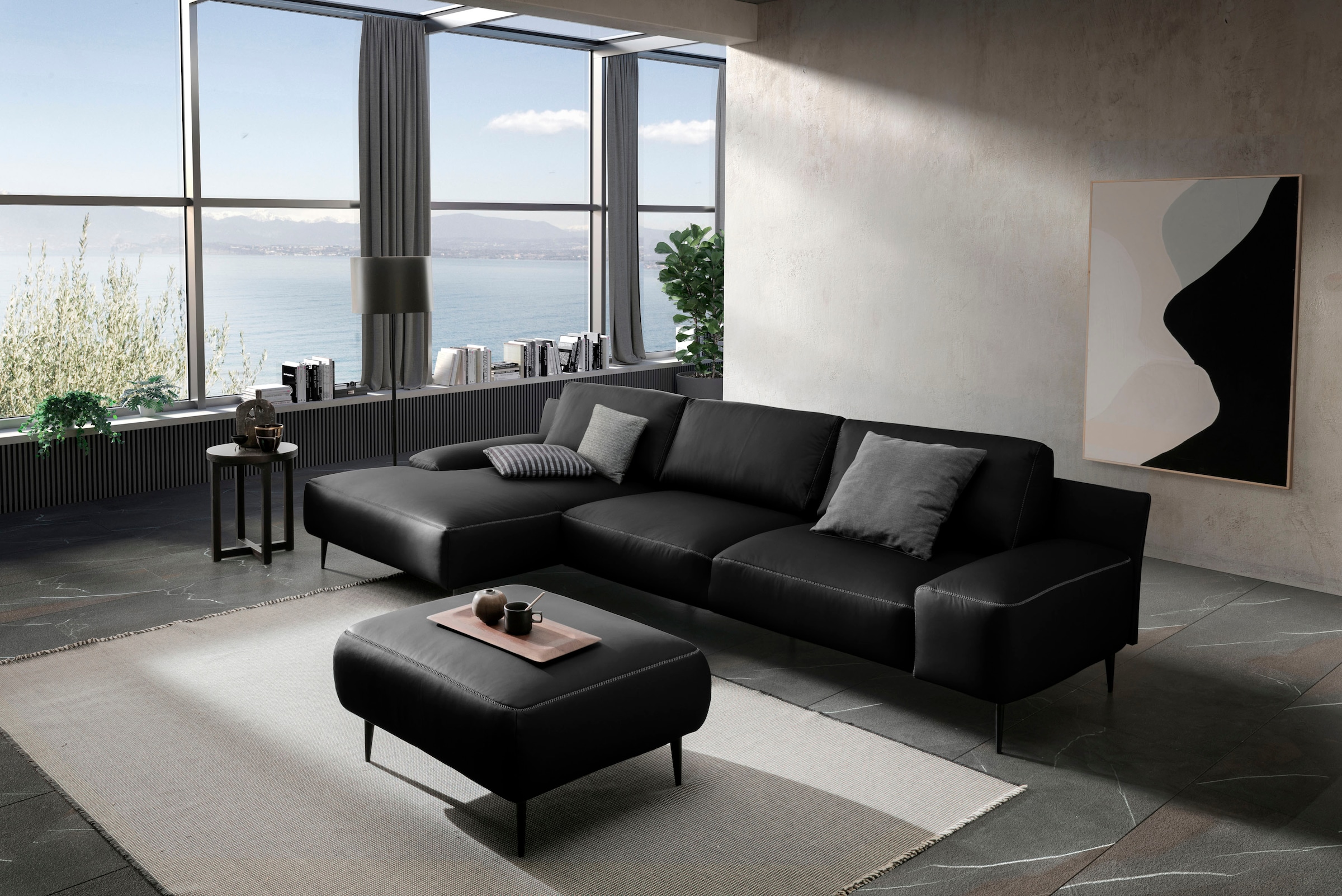 designwerk Hocker »Forma, zeitloser Desighocker mit aktuellem Fuß«, in hochwertiger Verarbeitung & tollem Sitzkomfort