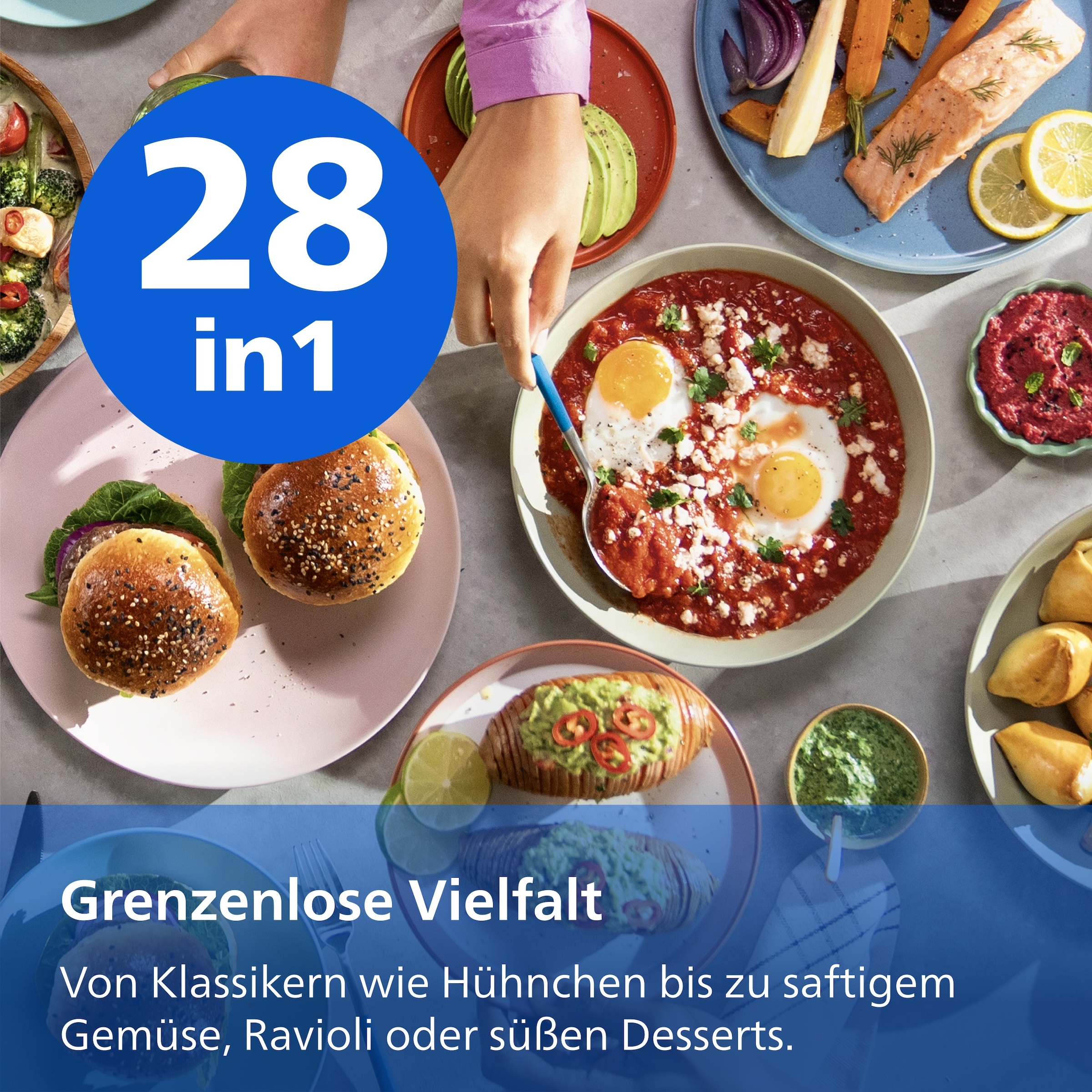 Philips Heißluftfritteuse »NA565/02 Steam Airfryer 5000 Series Megabasket, 9,5L Kapazität« 2750 W mit Dampfgarfunktion u. RapidAir Plus Technologie; inkl. Servierzange