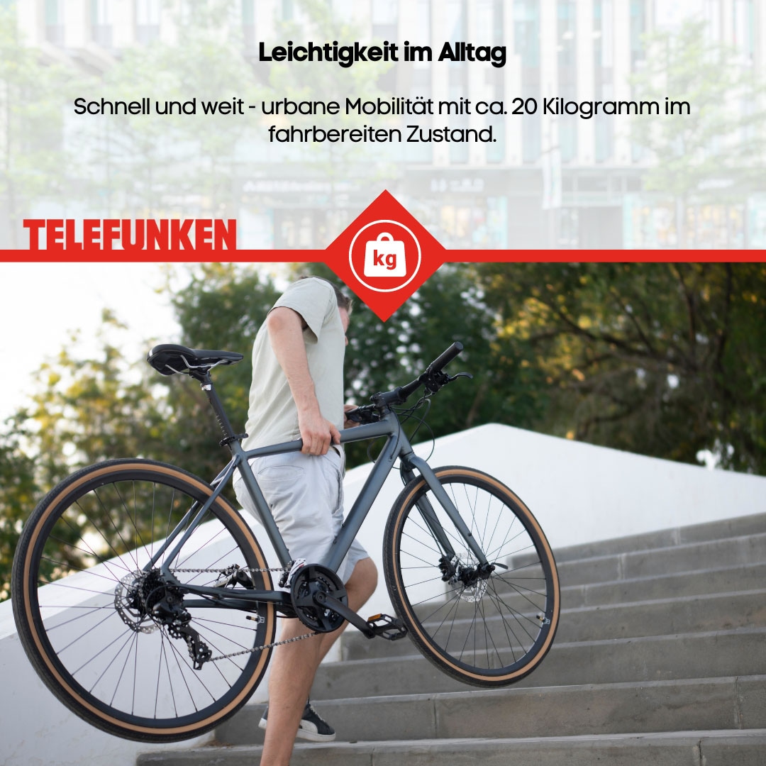 Telefunken E-Bike »UH200«, 7 Gang, Shimano, Heckmotor 250 W, (28 Zoll, Straßenzulassung, Scheibenbremsen, leichtes E-Bike ca. 20 kg), Pedelec, Elektrofahrrad für Herren u. Damen, Urbanbike