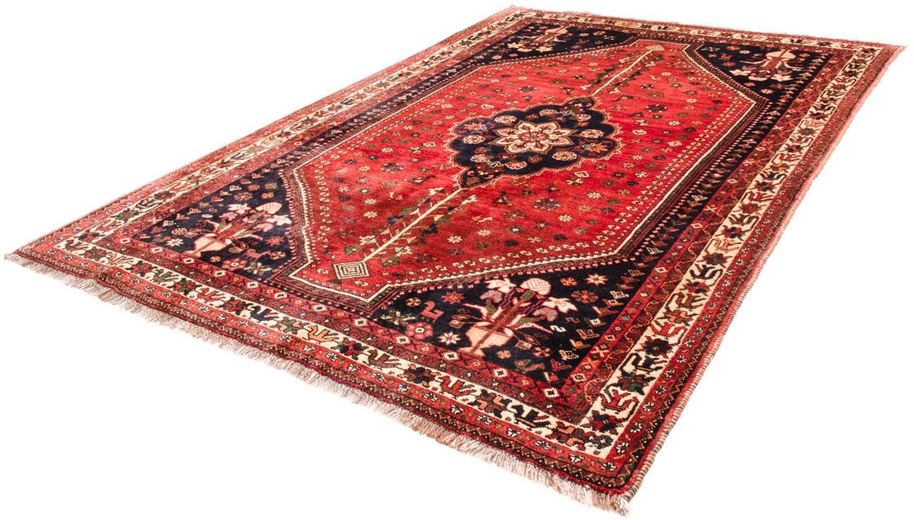 Wollteppich „Shiraz Medaillon Rosso scuro 305 x 208 cm“, rechteckig, Unikat mit Zertifikat Dunkelrot 10 mm B/L: 208 cm x 305 cm – 10 mm