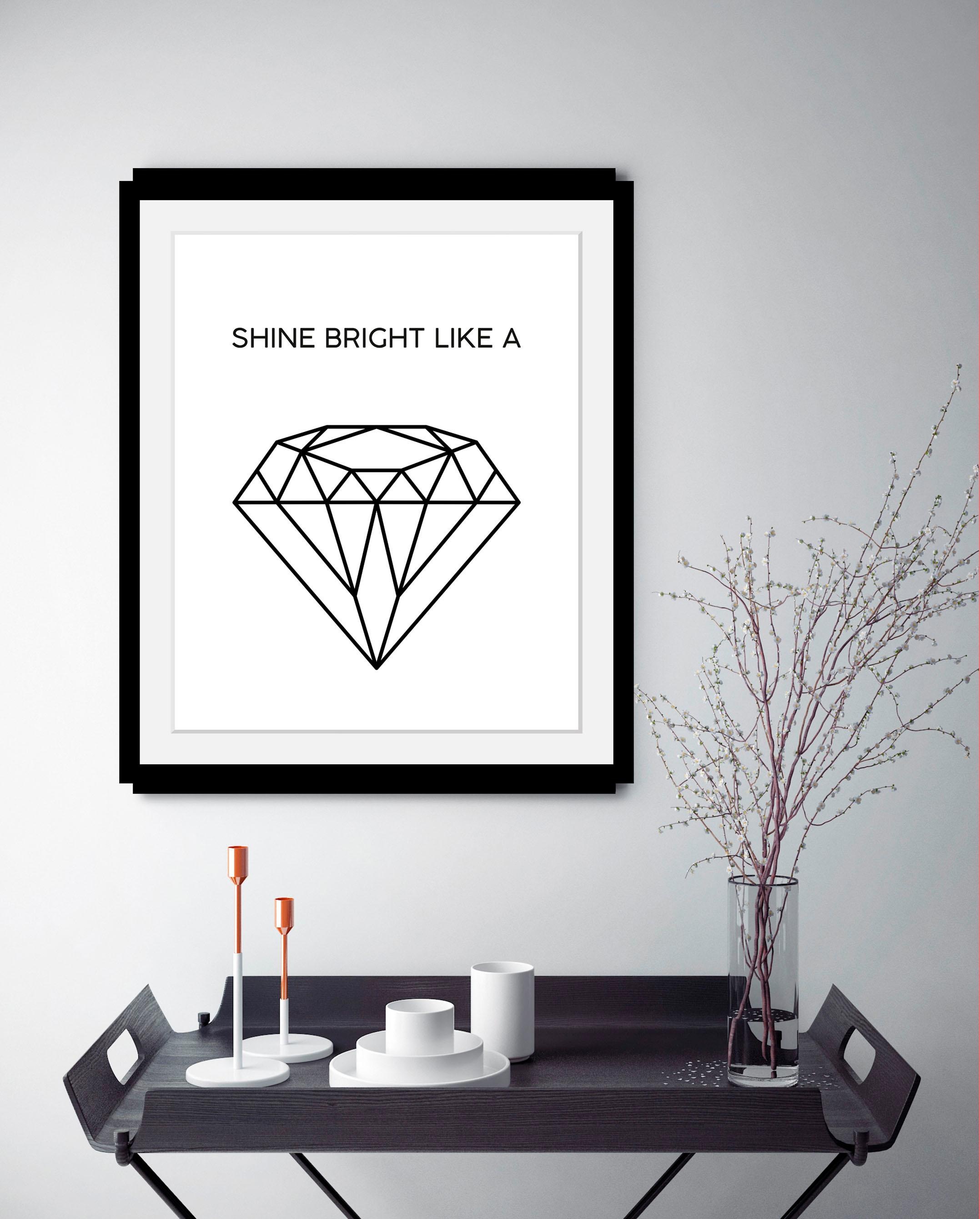 queence Bild »Diamant«, Schwarz-Weiß-Schriftzug-Motivationsbilder-Liebesspr günstig online kaufen