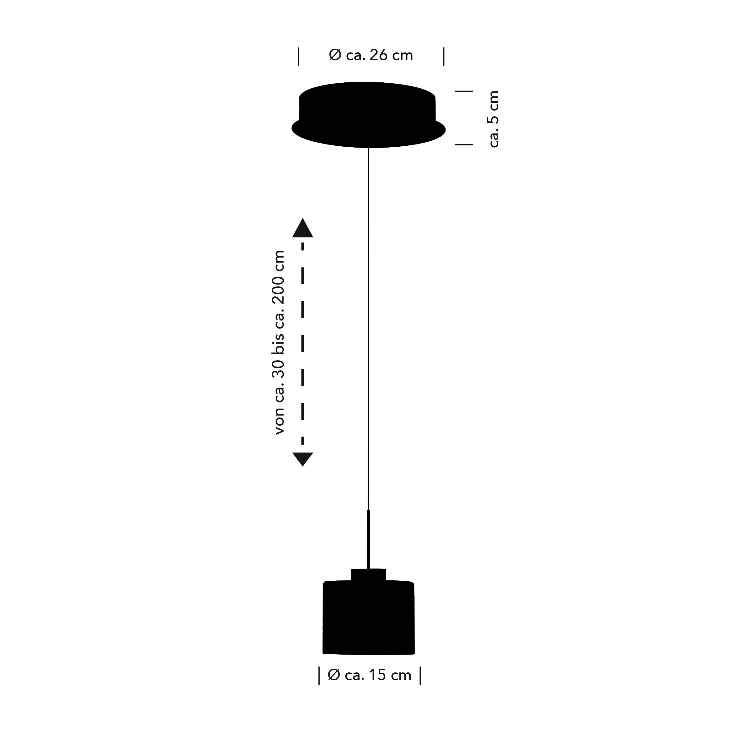 HELL höllisch gutes Licht LED Pendelleuchte »ELLI« LED-Modul 1 Stk. Warmweiß B-Link Fernbedienung,  Stufenlos höhenverstellbar