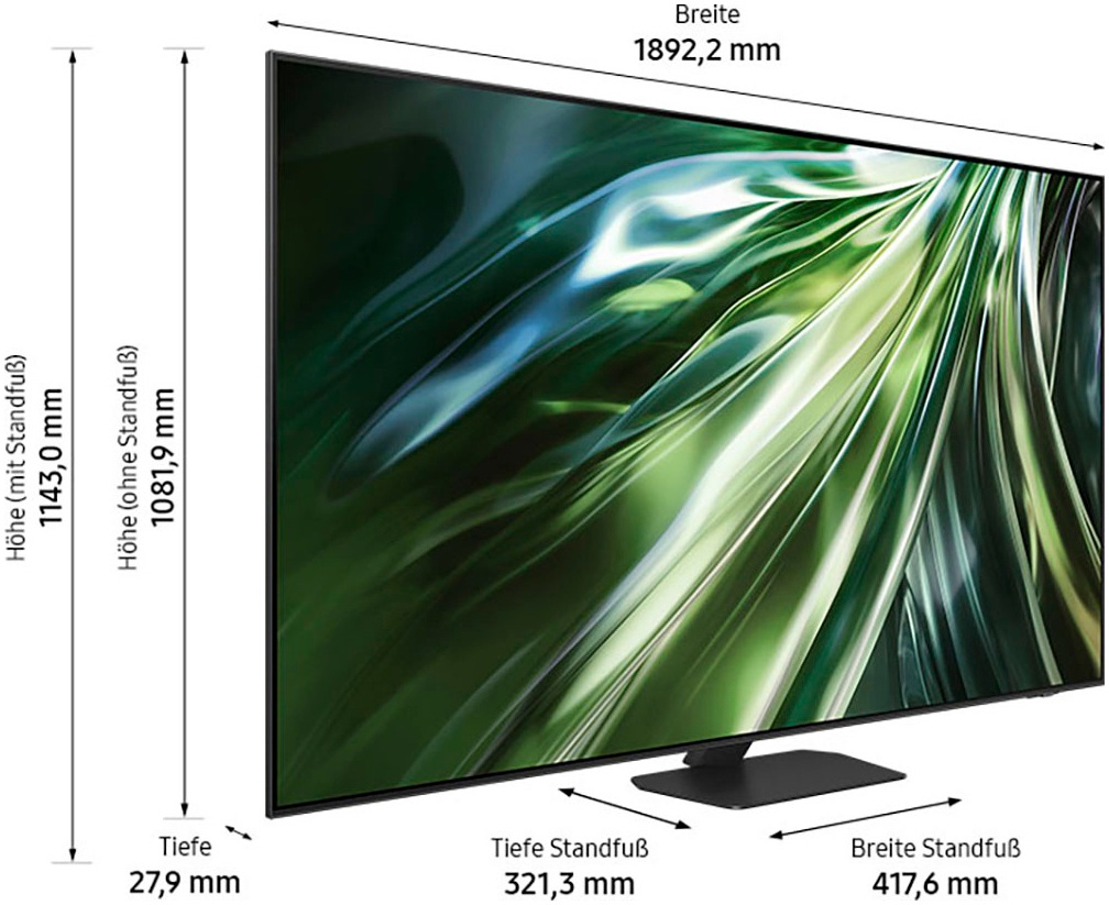 Samsung QLED Mini LED-Fernseher »GQ85QN90DAT«, 4K Ultra HD, Smart-TV, Neural Quantum 4K AI Gen2 Prozessor, Gaming Hub, bis zu 144Hz