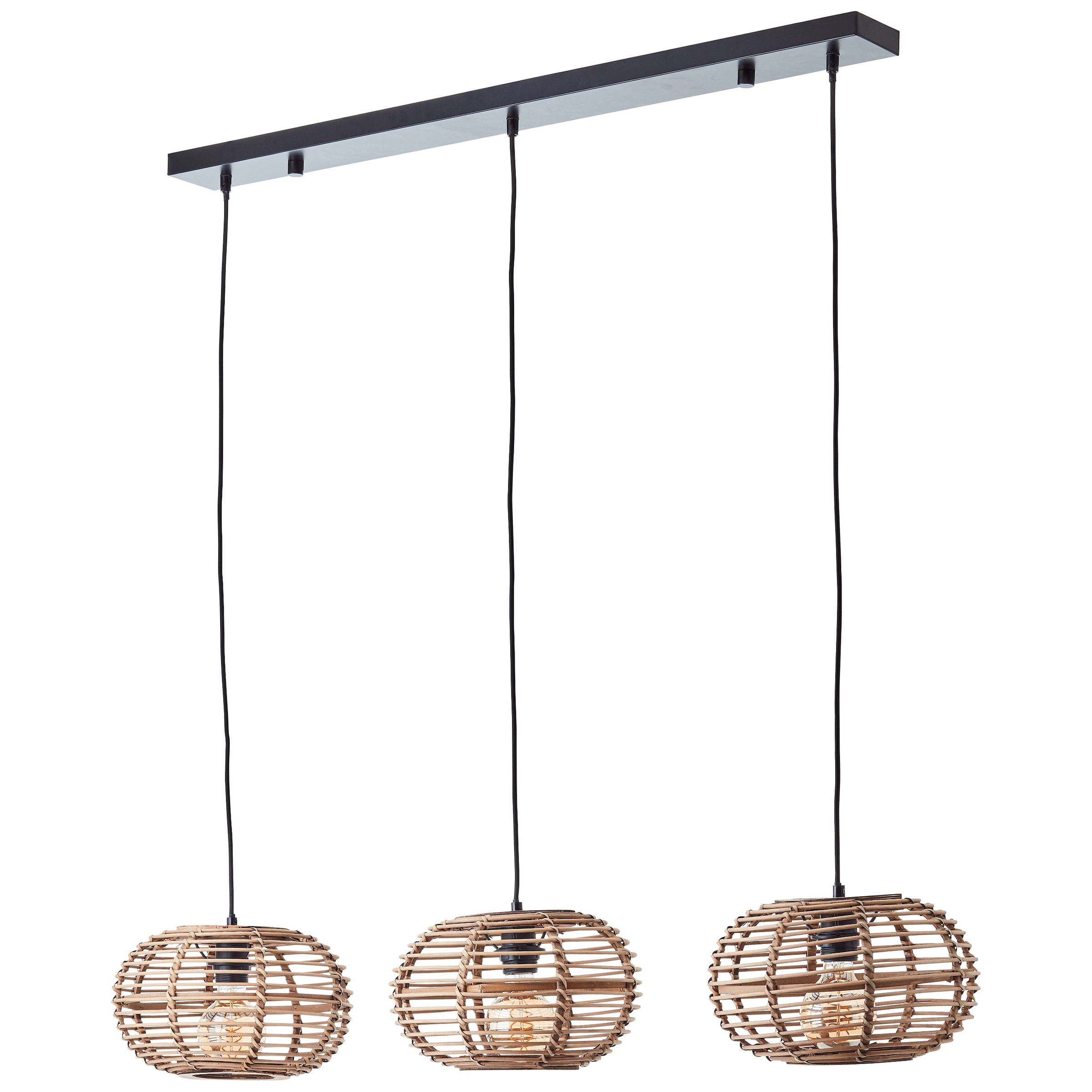 Brilliant Pendelleuchte »Woodball«, 3 flammig, Leuchtmittel E27 | ohne Leuchtmittel, 3 flammige Bambus Hängelampe - 3x E27 max. 40 W - 142 cm x 111 cm