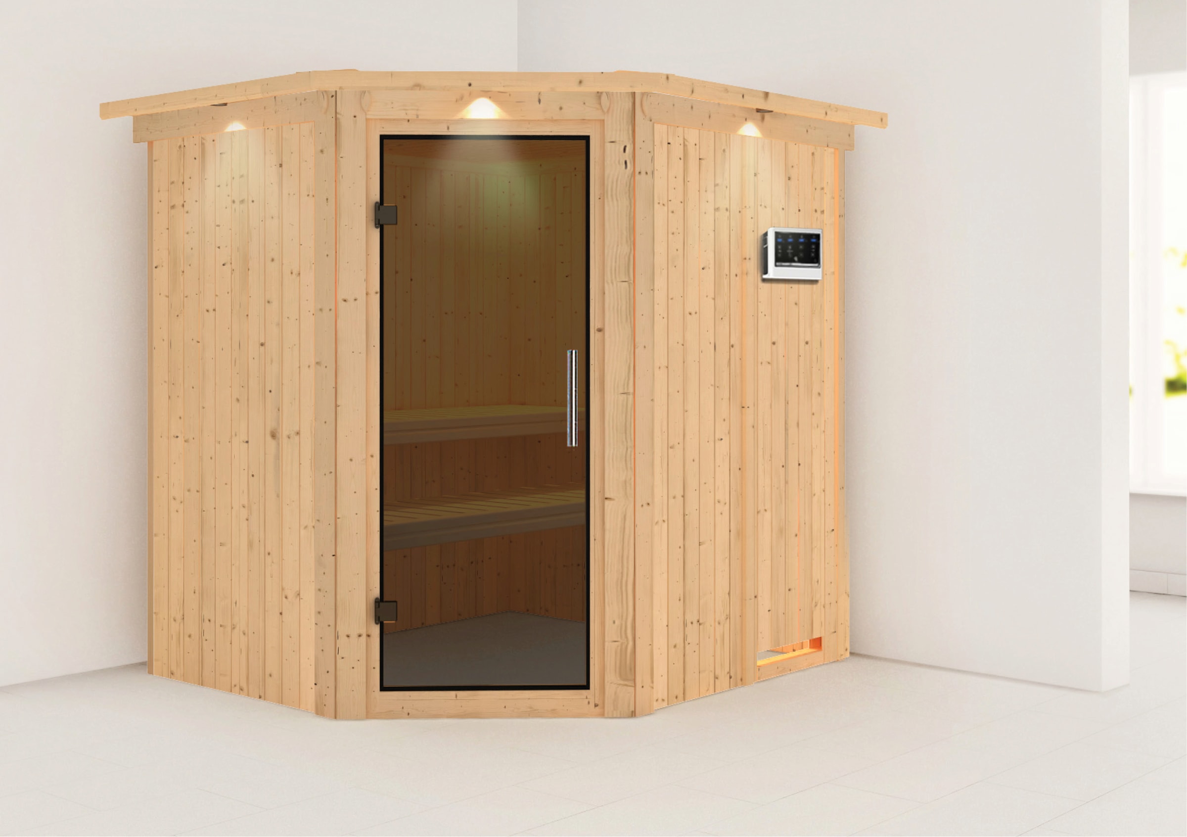 Karibu Sauna »Laila«, 3,6-kW-Bio-Plug & Play Ofen mit externer Steuerung