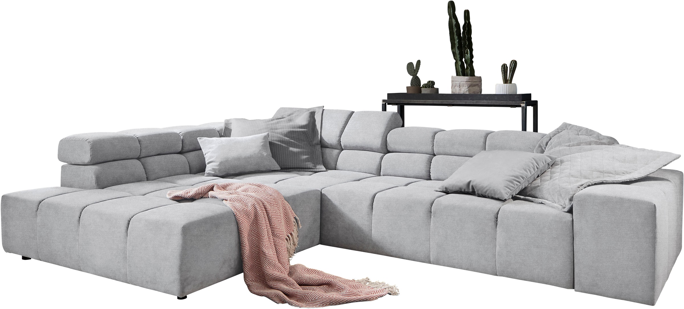 INOSIGN Ecksofa »Ancona incl. Kopfteilverstellung, Breite 319cm, L-Form«, wahlweise motorische Sitztiefenverstellung, auch in Cord + Easy Care