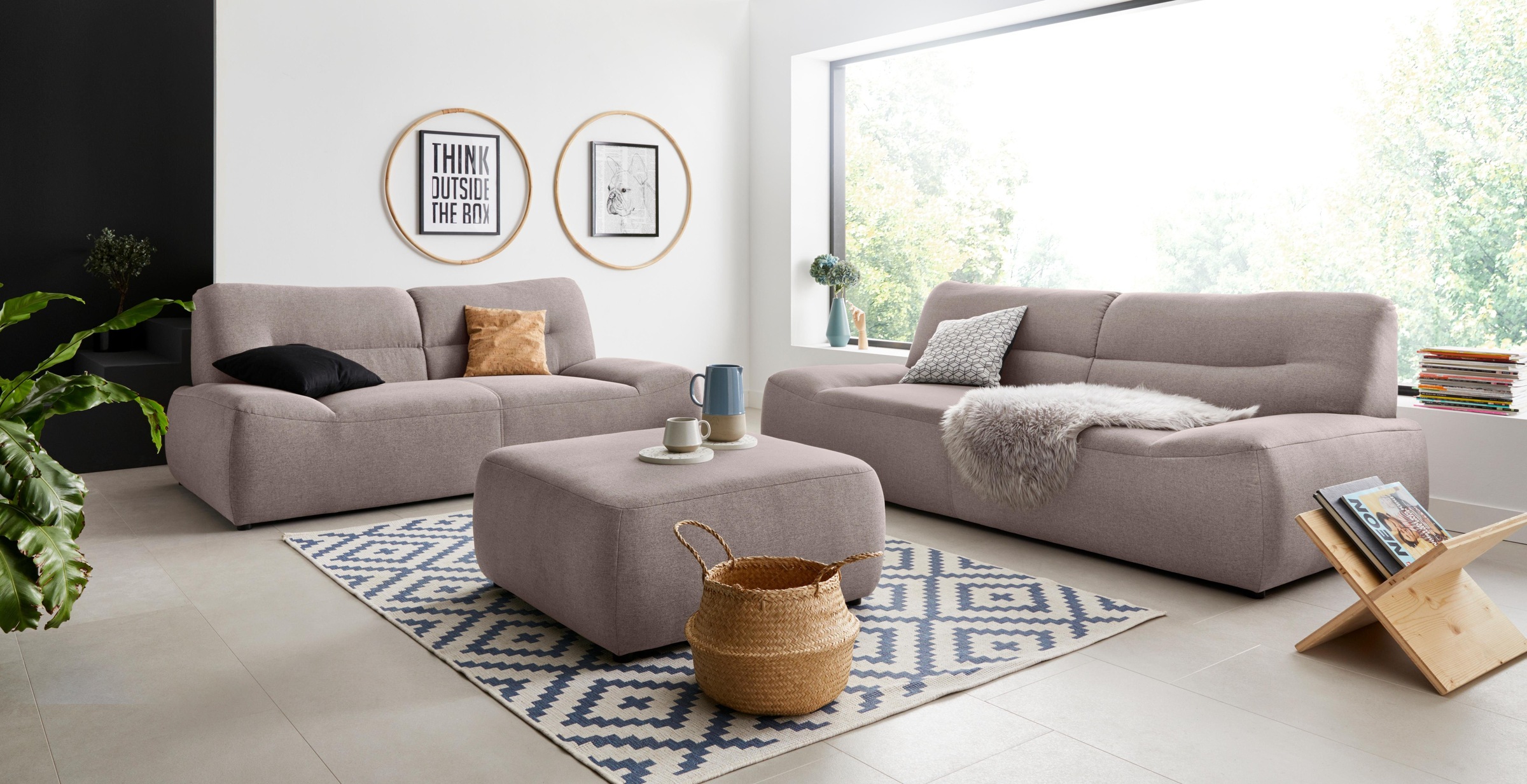 DOMO collection 2-Sitzer »Cesena modernes Sofa mit flachen Armlehnen, komfo günstig online kaufen
