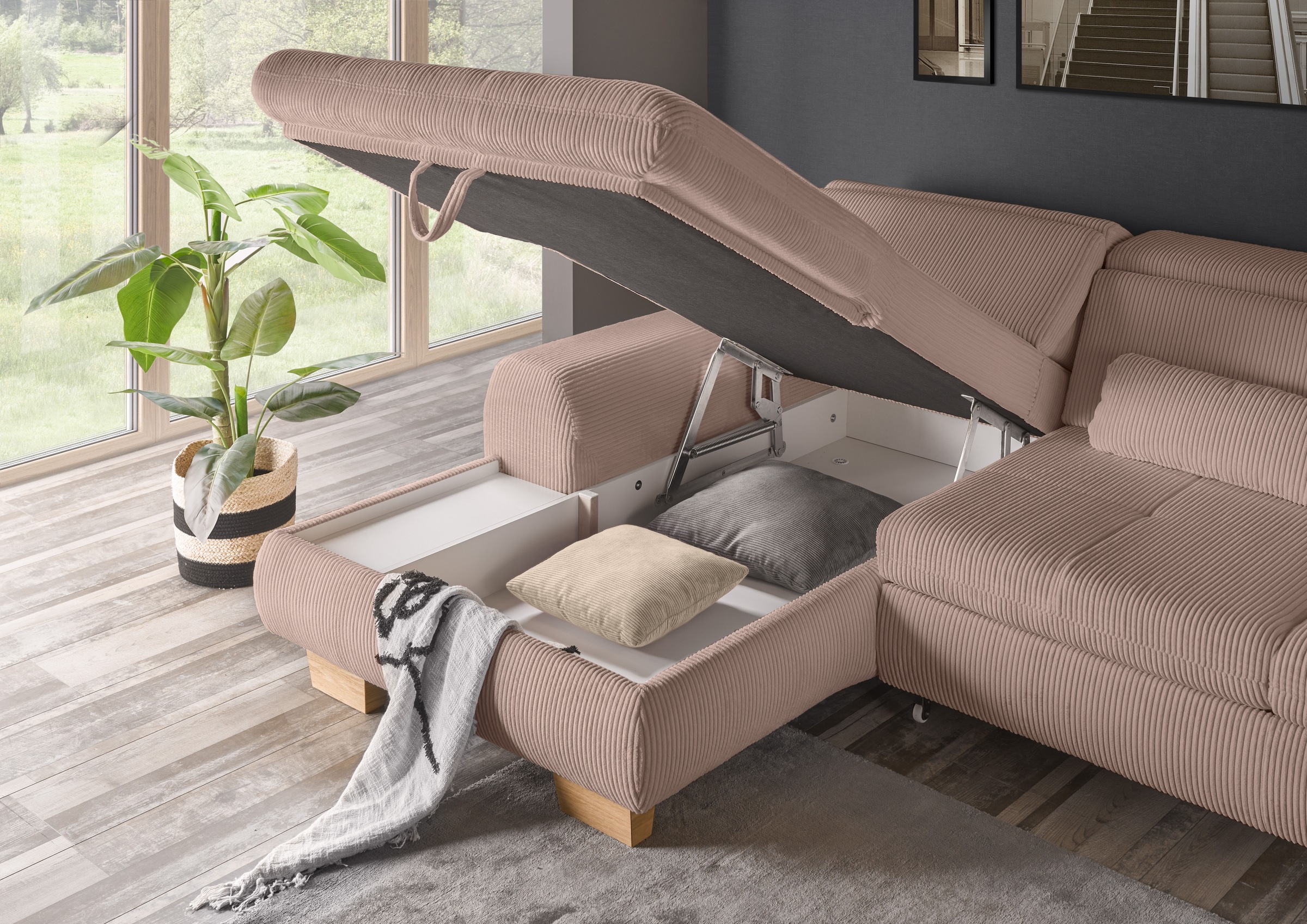 set one by Musterring Ecksofa »SO 3400 Sitzhöhe 47cm oder 49cm, Sitztiefe v günstig online kaufen