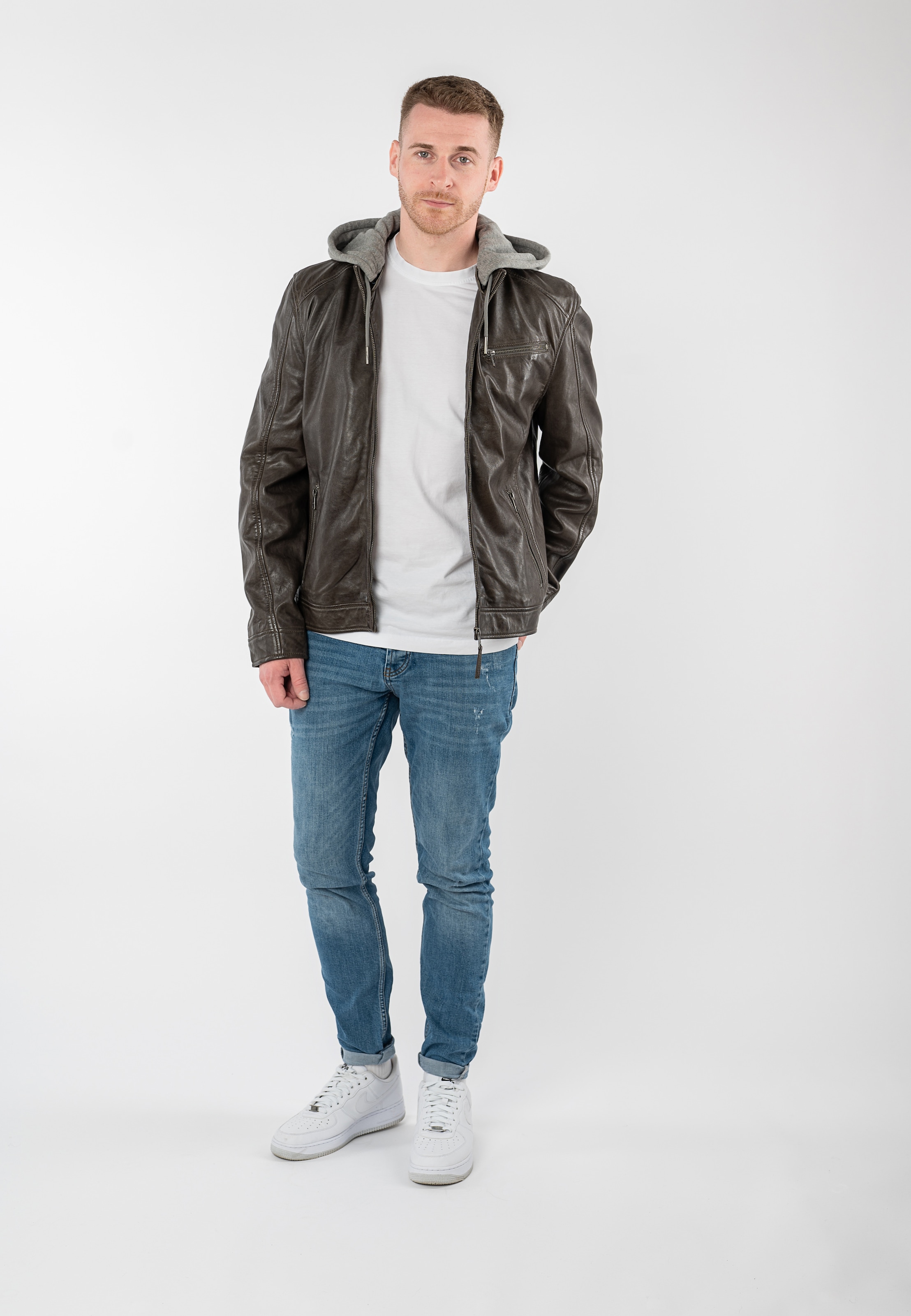 Mauritius Lederjacke »MMBarlo« mit Kapuze mit abnehmbarer Kapuze