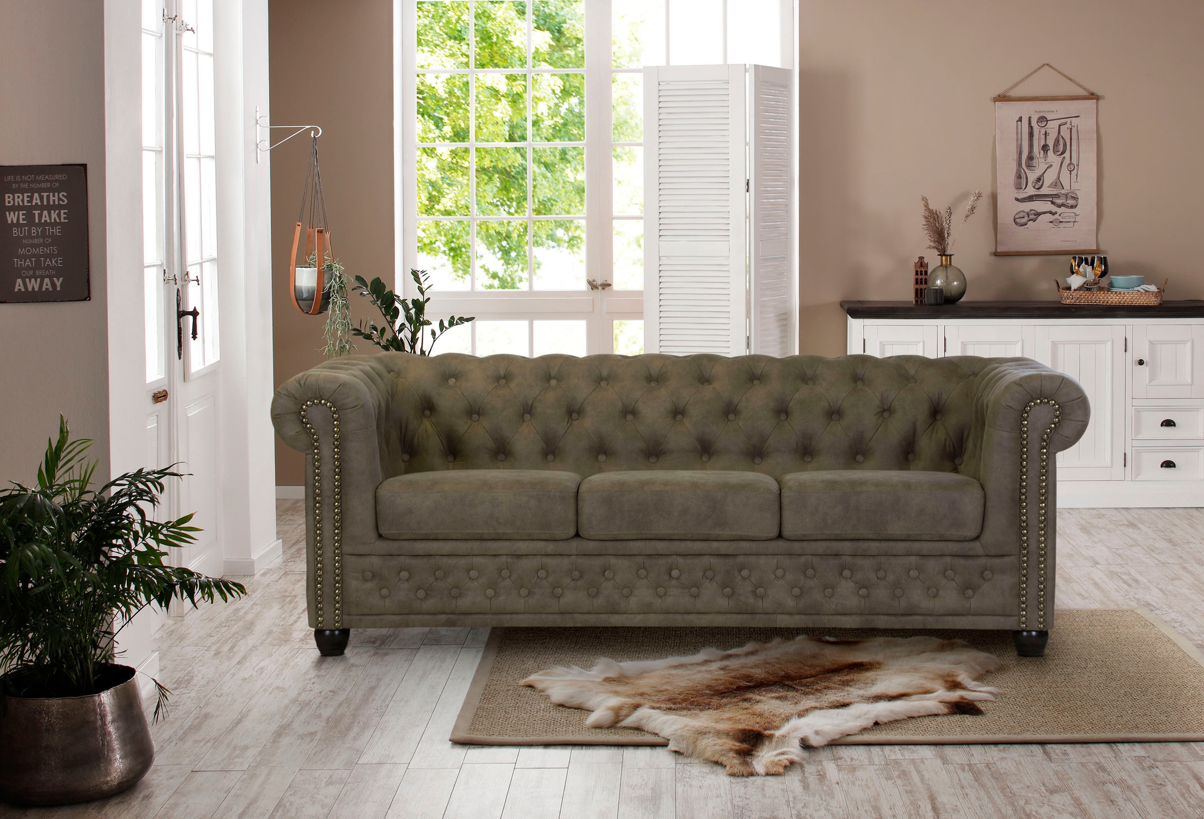 Home affaire Chesterfield-Sofa »Rysum«, Chesterfield-Optik, in 2 Bezugsqualitäten, 2 Ausf. schnell lieferbar