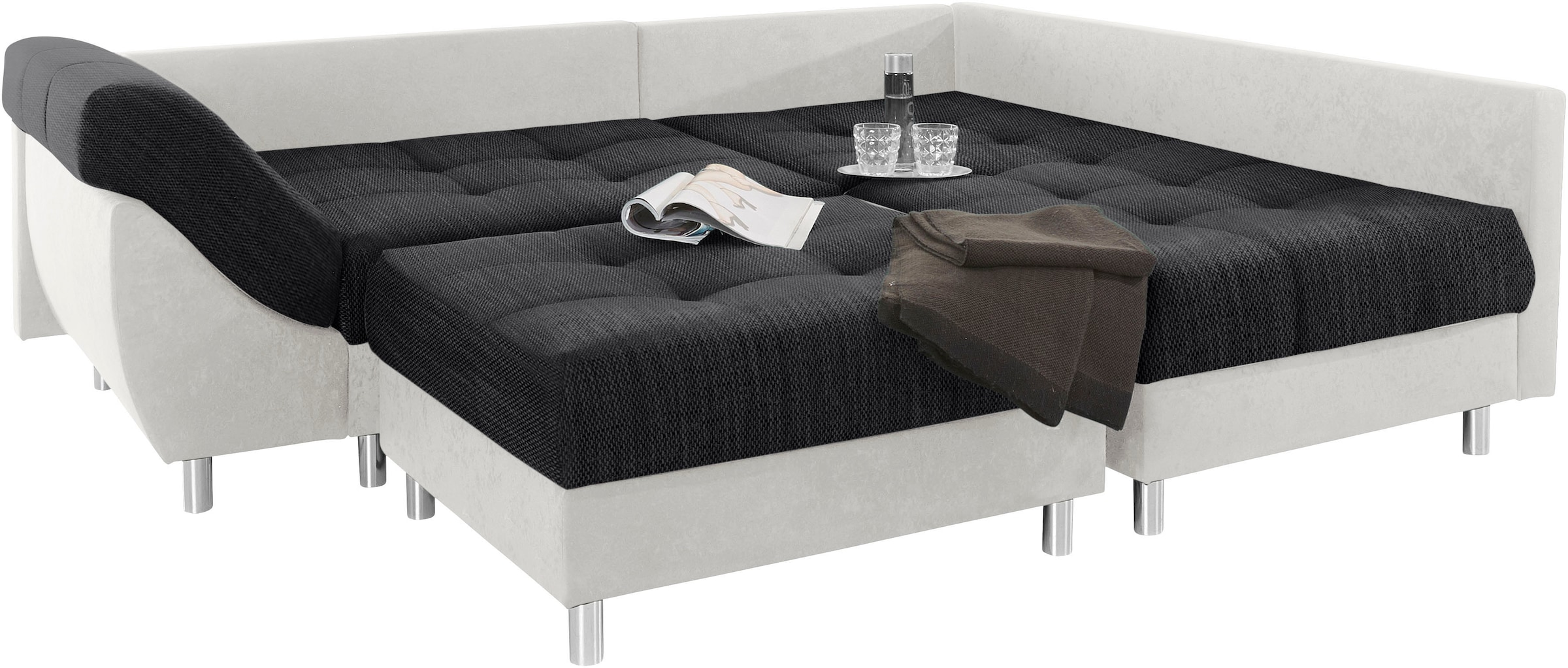 COLLECTION AB Ecksofa »(Spar-Set) Innsbruck L-Form und Hocker«, (Spar-Set), Ecksofa und Hocker, Recamiere links oder rechts montierbar