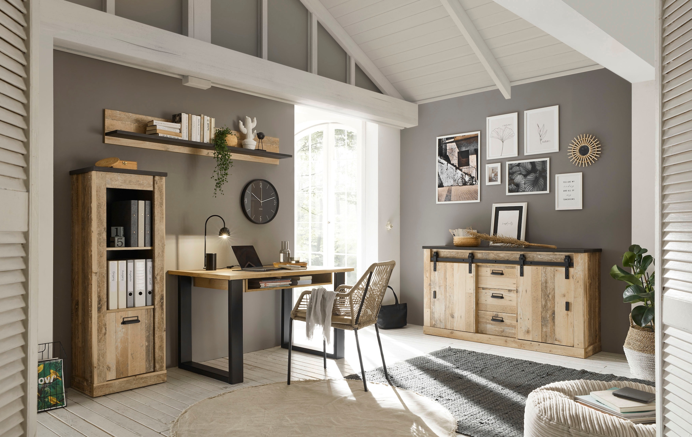 Home affaire Schreibtisch »SHERWOOD«, Computertisch im Industrie-Design, Breite 125 cm