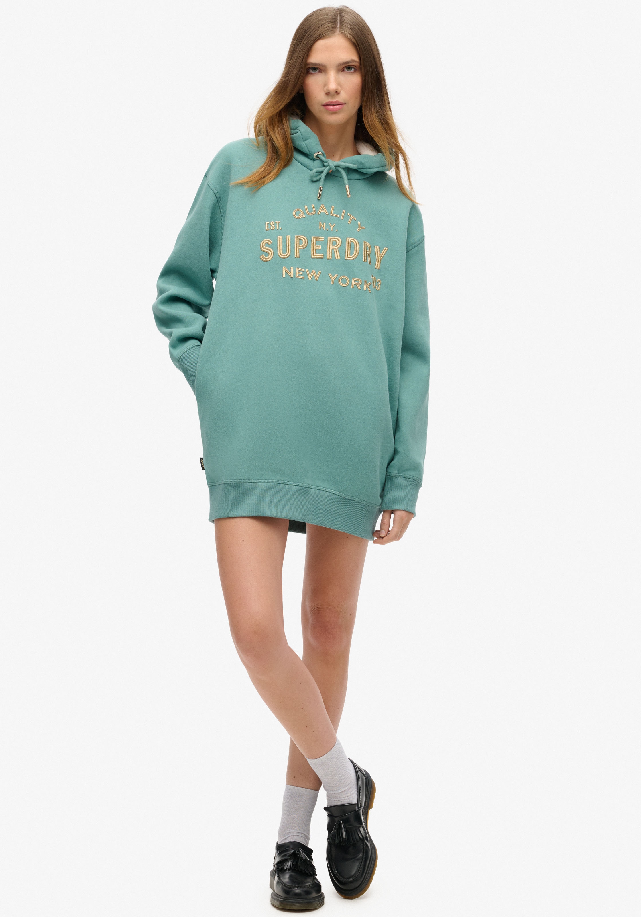 Superdry Jerseykleid »LUXE METALLIC LOGO HOOD DRESS«, Sommerkleid