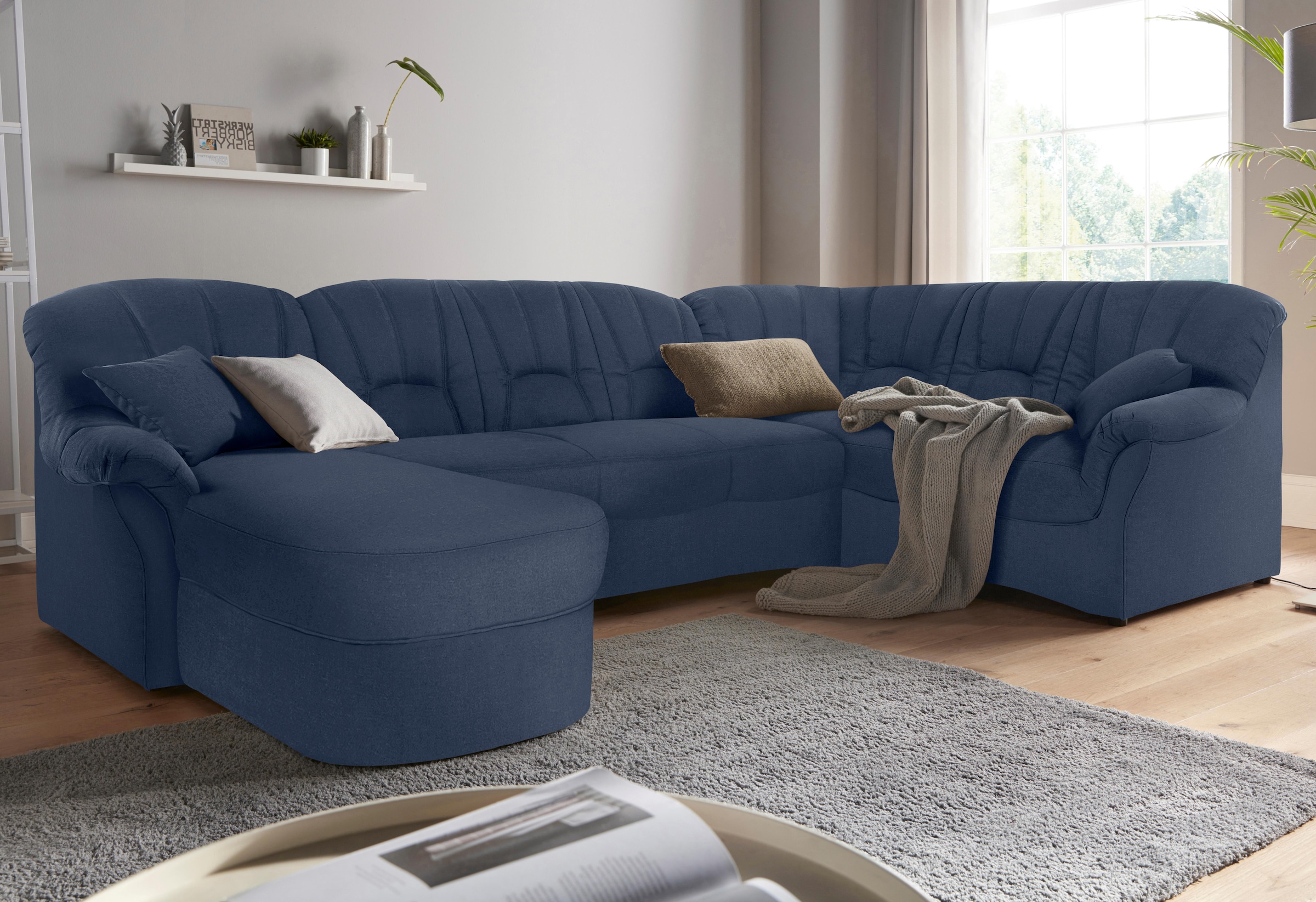 DOMO collection Wohnlandschaft »Bahia mit viel Platz, zeitloses Design, U-Form«, wahlweise mit Bettfunktion