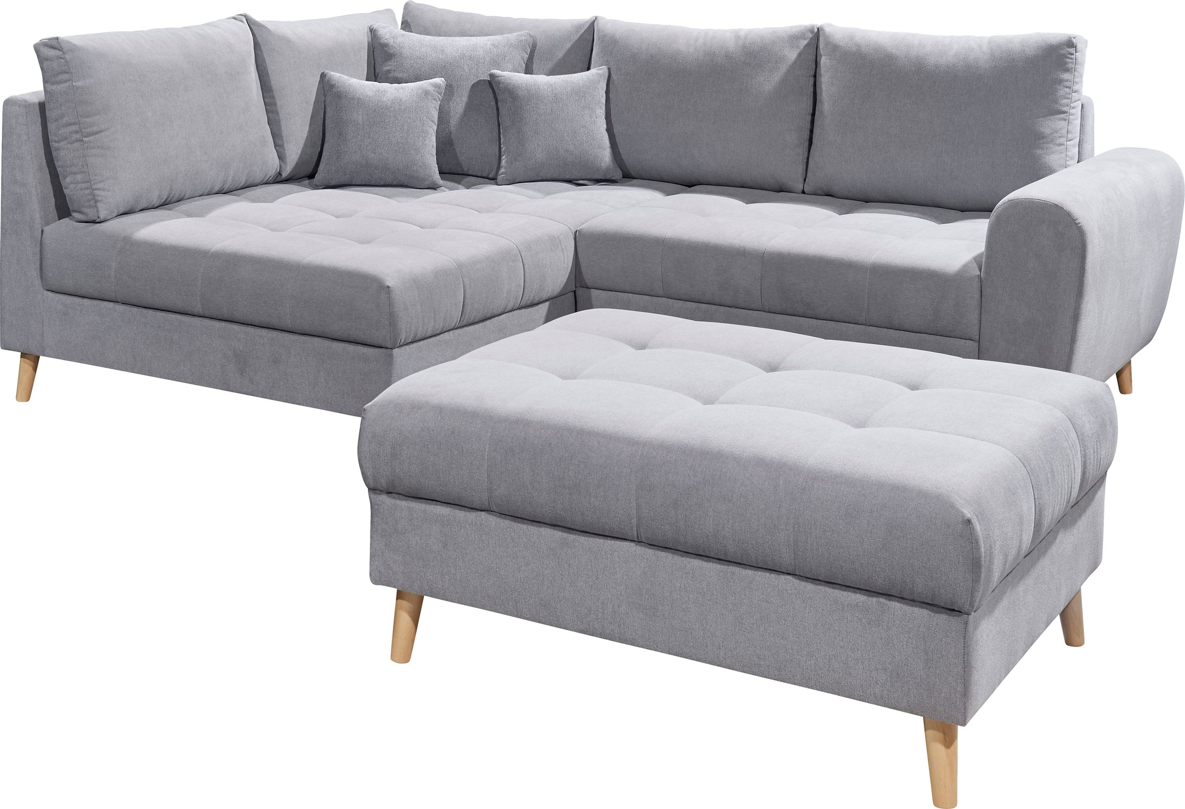 ED EXCITING DESIGN Ecksofa »Alice L-Form« mit Hocker & 3 Zierkissen günstig online kaufen
