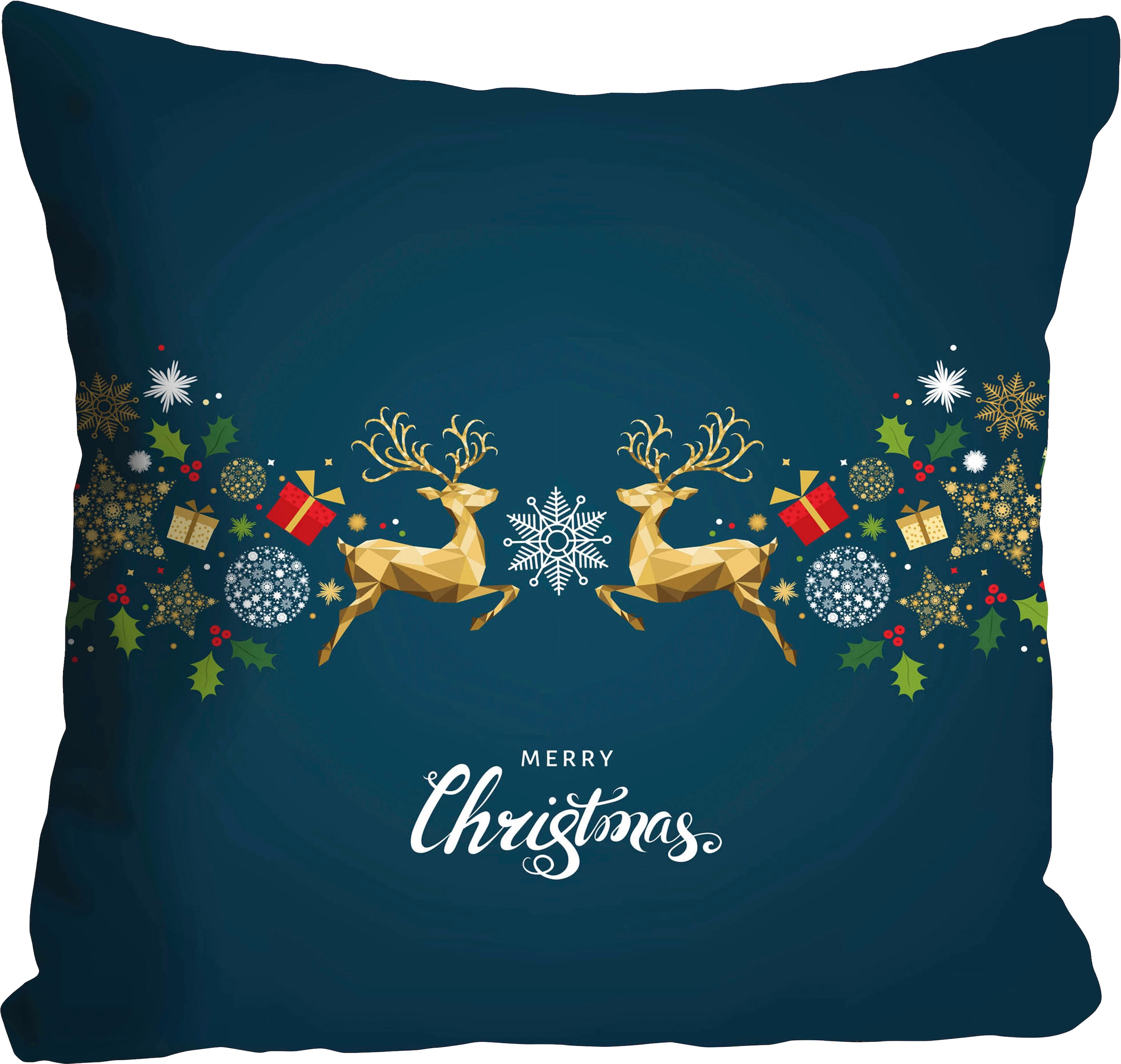queence Dekokissen »David«, Kissenhülle,Merry Christmas,Spruch,Festlich,Wei günstig online kaufen