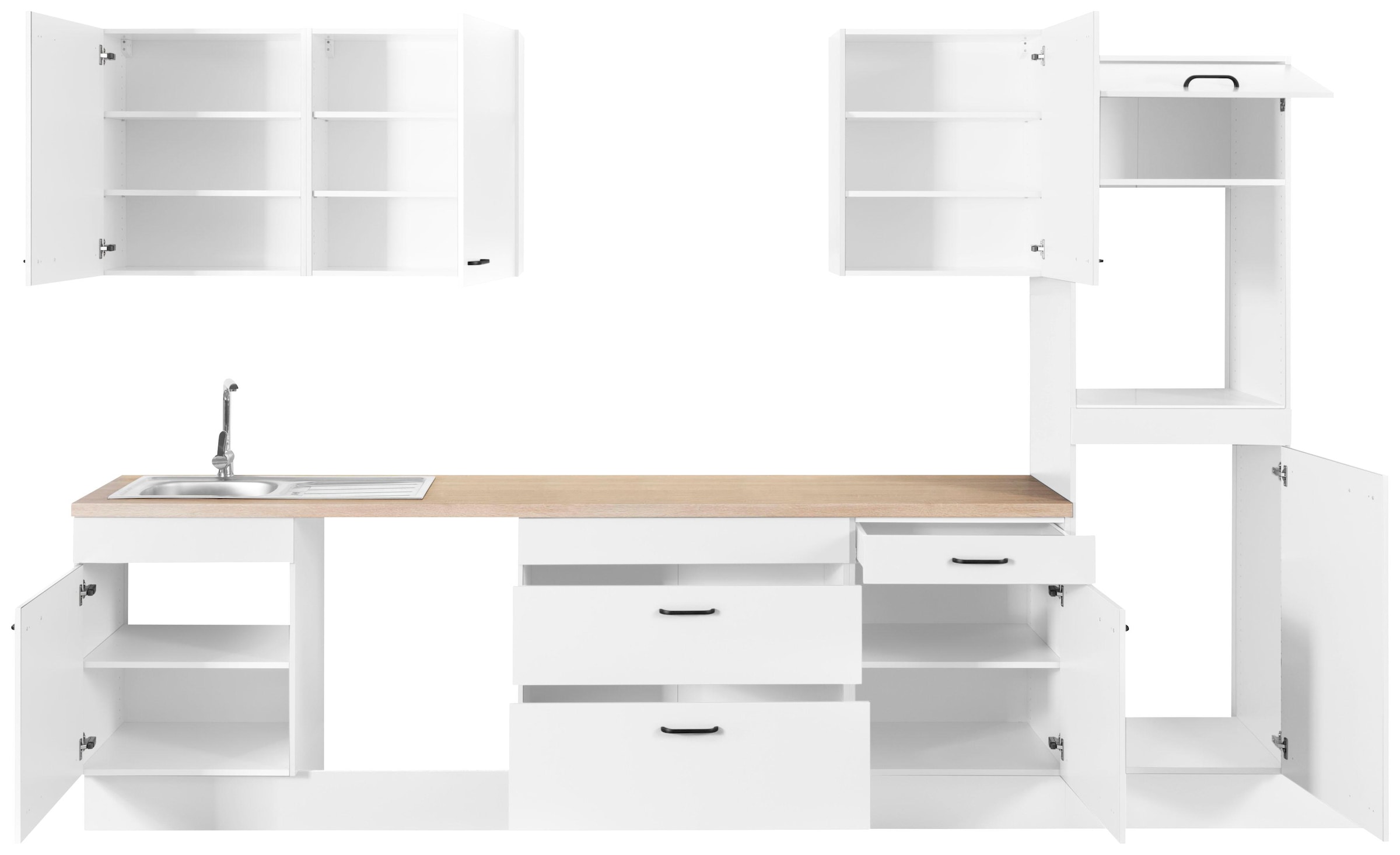 OPTIFIT Küchenzeile »Elga«, Premium-Küche, Soft-Close-Funktion, großen Vollauszügen, Breite 330 cm