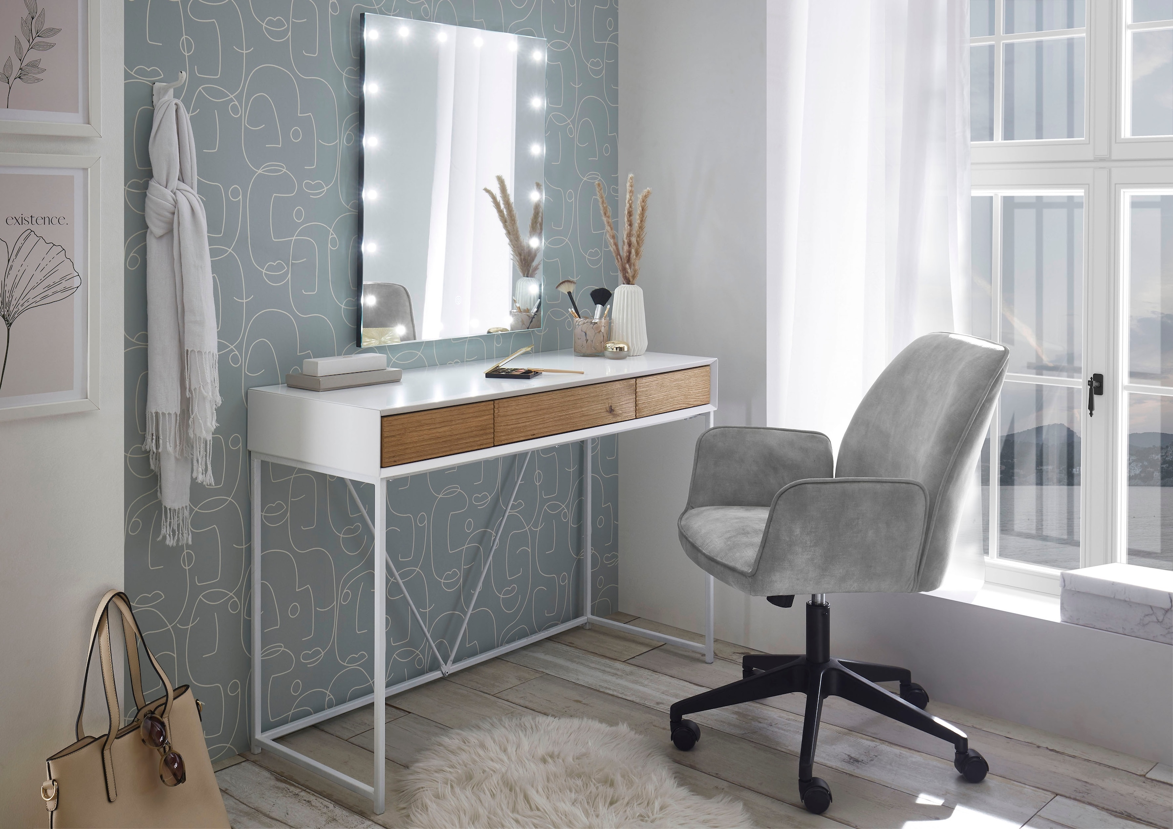 MCA furniture Schreibtischstuhl »O-Ottawa«, Stoffbezug, Velvet, Bürostuhl mit Komfortsitzhöhe stufenlos verstellbar