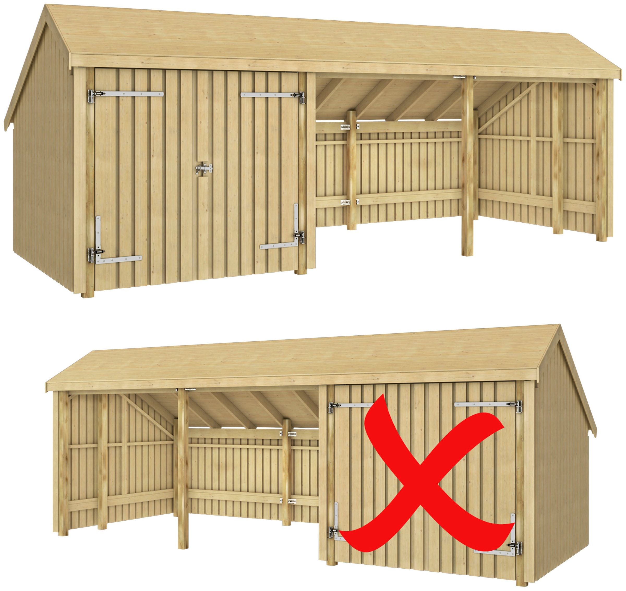 PLUS Gartenhaus »Multi«, (Packung), Gartenhaus 15,5 m² Doppeltür, Dachpappe/Aluleisten/H-Füße