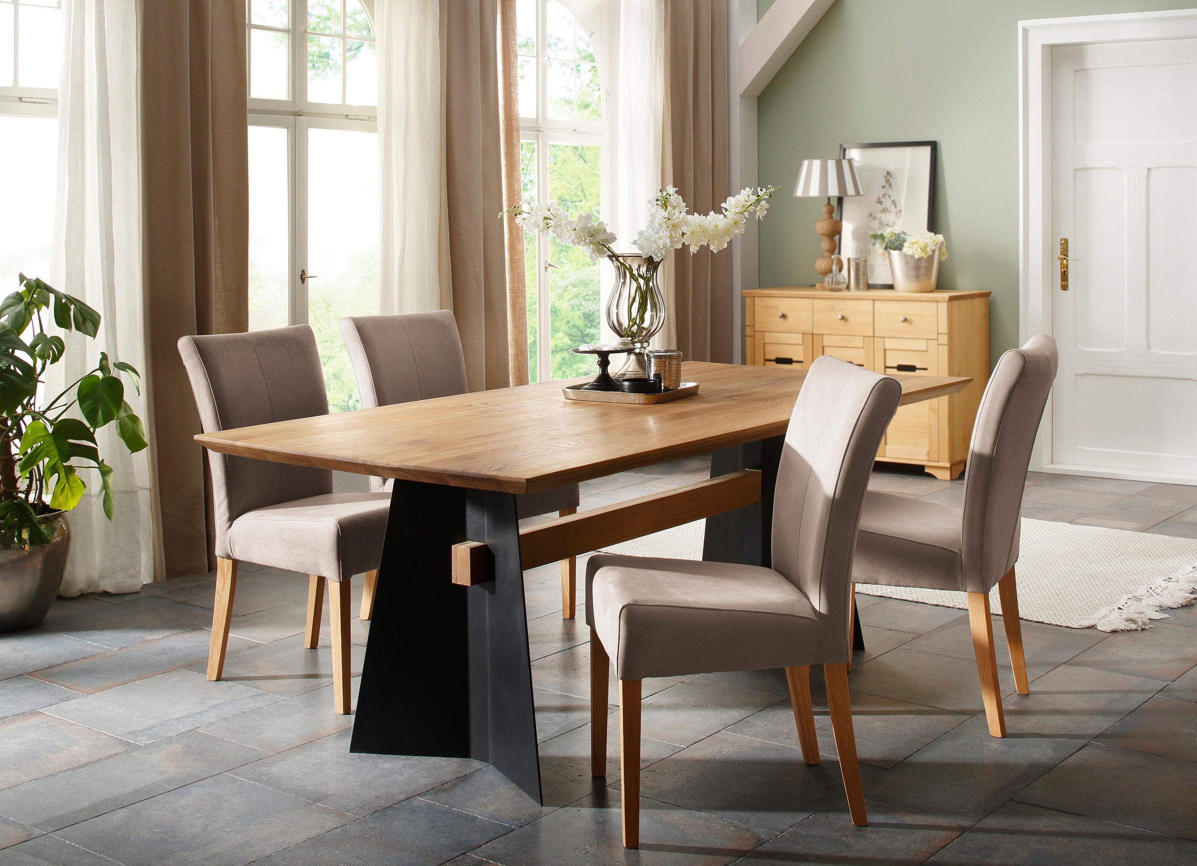 Home affaire Esszimmerstuhl »Queen Polsterstuhl BESTSELLER«, (Set), 2 St., Luxus-Microfaser, verschiedene Bezüge, Gestell Massivholz
