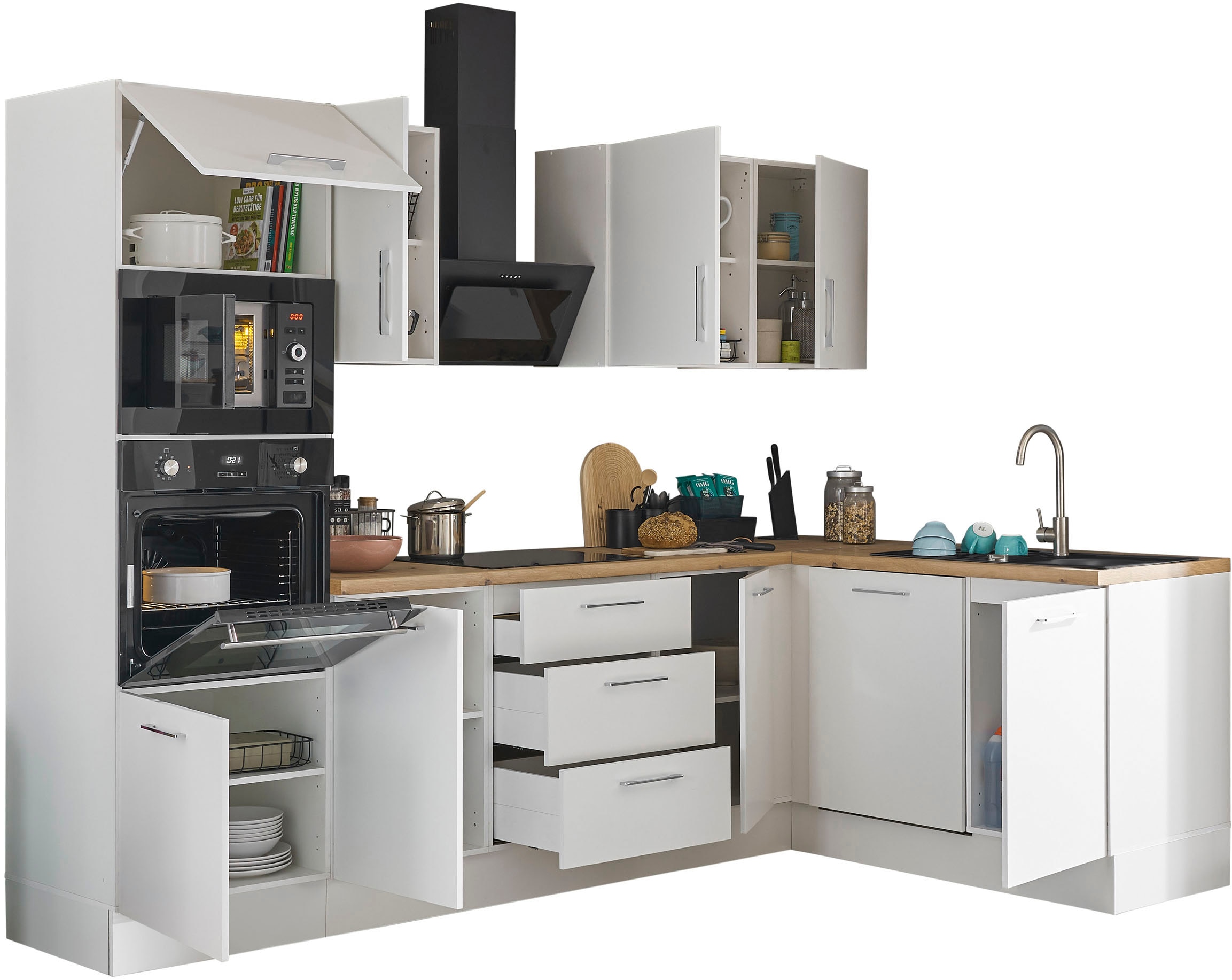 BASIC by Balculina Winkelküche »Turin«, Stellbreite 280x175 cm, wahlweise mit E-Geräten