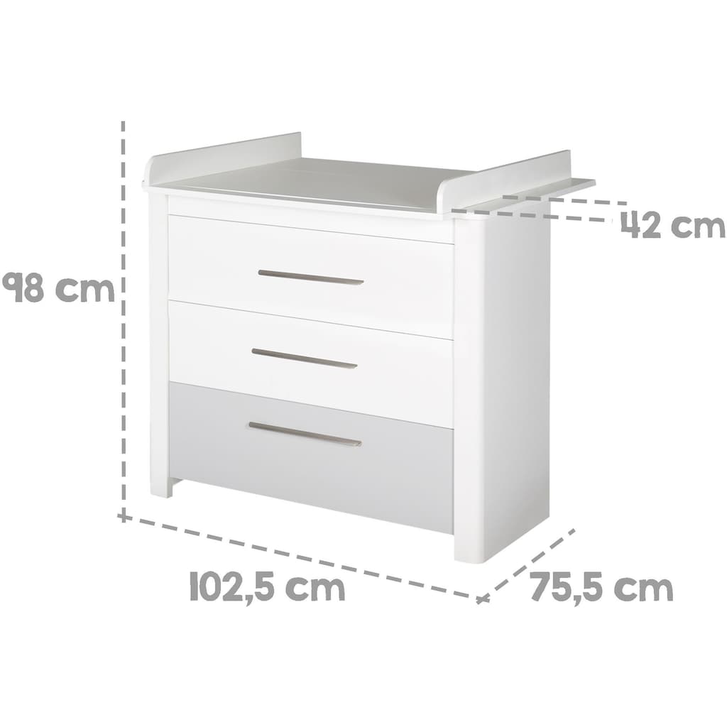 roba® Babyzimmer-Komplettset »Linus«, (Set, 3 St., Kinderbett, Wickelkommode, Kleiderschrank), mit Kinderbett, Schrank und Wickelkommode