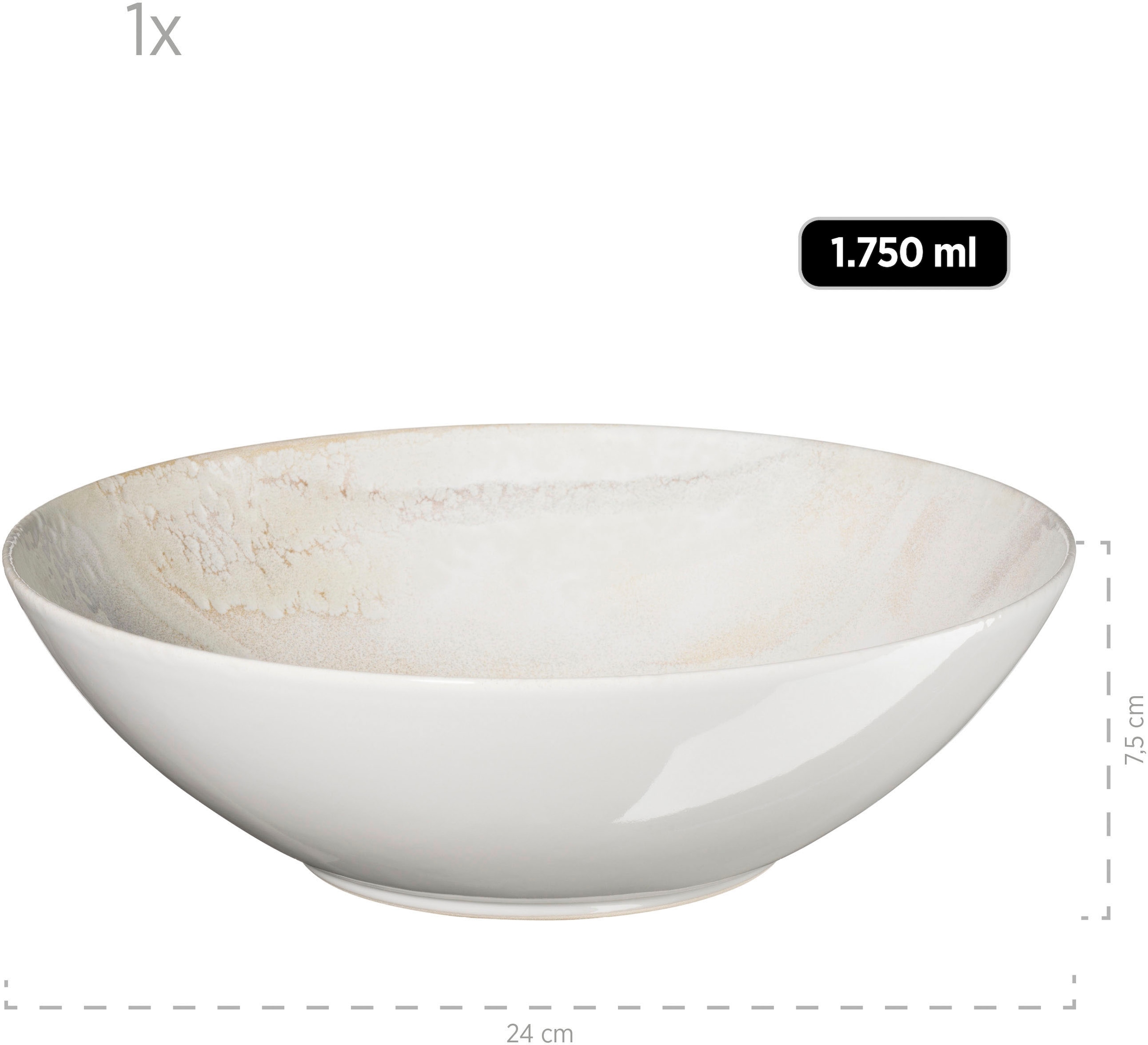 MÄSER Servierschale »Ossia«, 7 tlg., aus Steinzeug, Salat-Set, Relief-Dekor