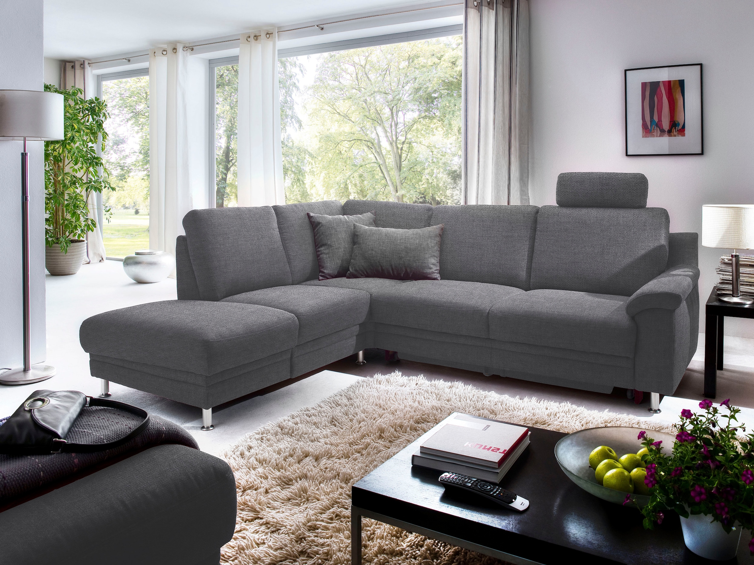 3C Carina Ecksofa »Korfu L-Form«, incl.- 1 Kopfstütze, wahlweise mit Schlafunktion und Stauraum