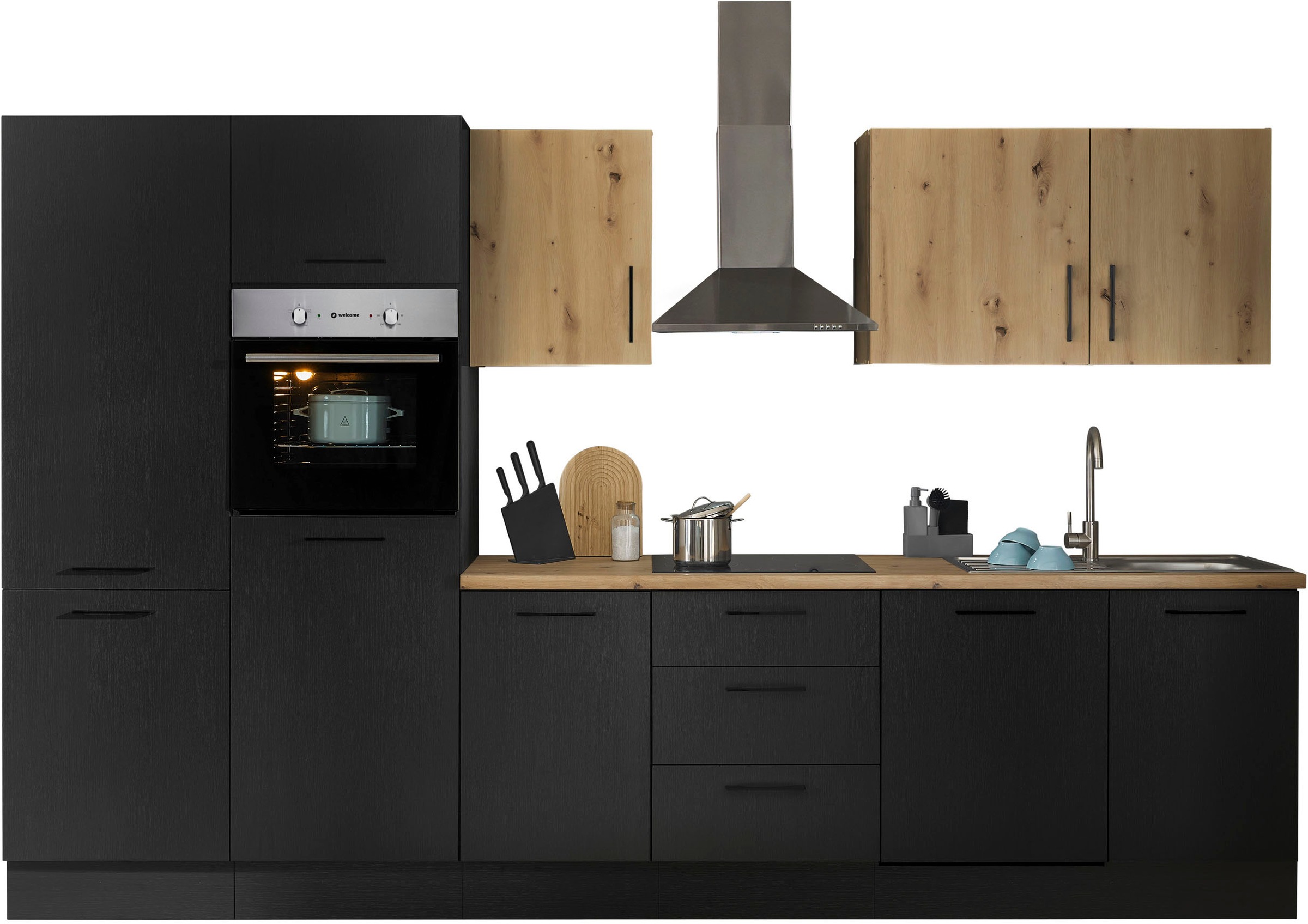 BASIC by Balculina Küchenzeile »Turin«, Breite 340 cm, wahlweise mit E-Gerä günstig online kaufen