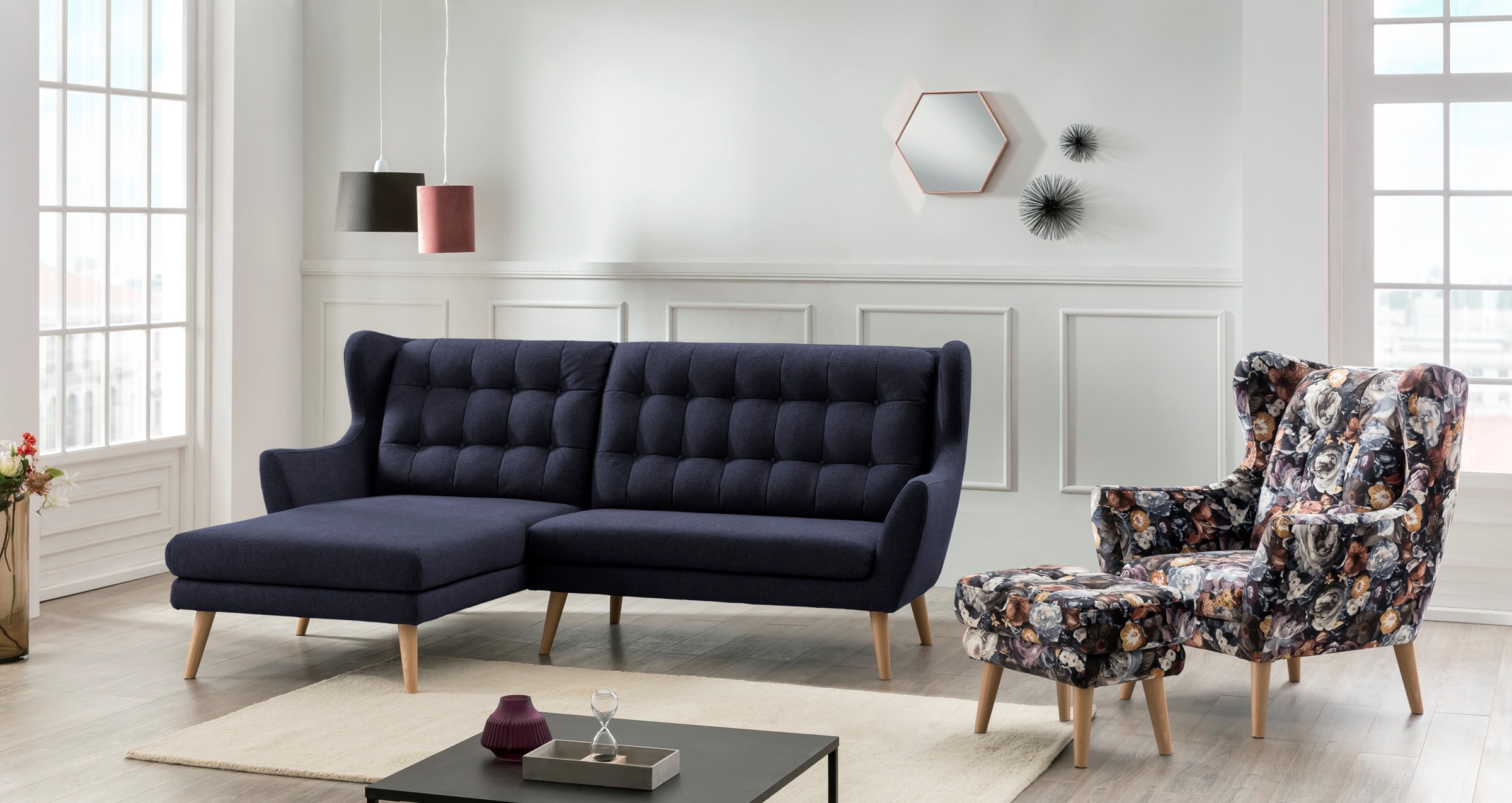 Home affaire Ecksofa »Louanne, L-Form« mit Holzfüßen günstig online kaufen