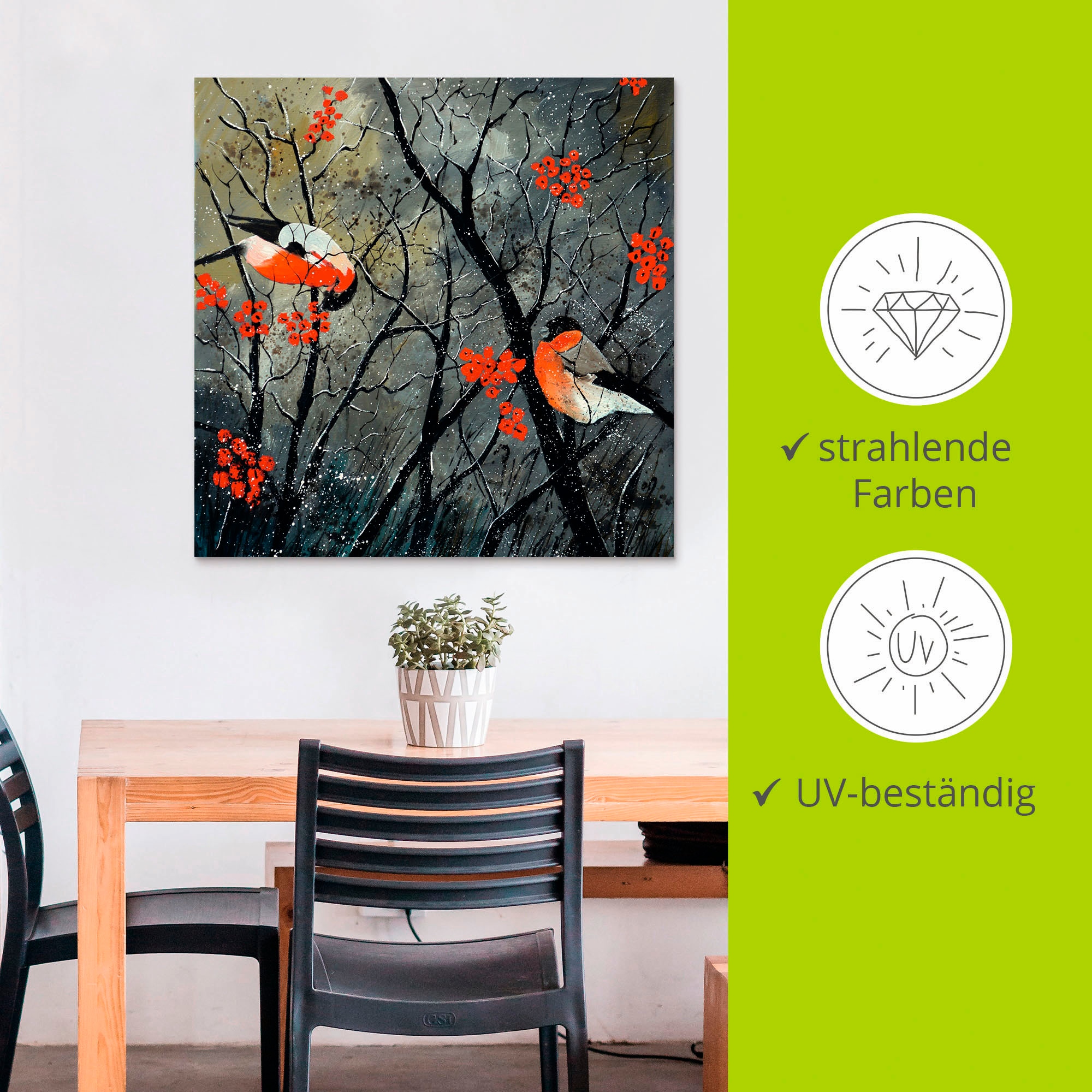 Artland Wandbild »rote Vögel im Winter«, Vögel, (1 St.), als Alubild, Outdoorbild, Leinwandbild, Wandaufkleber, versch. Größen