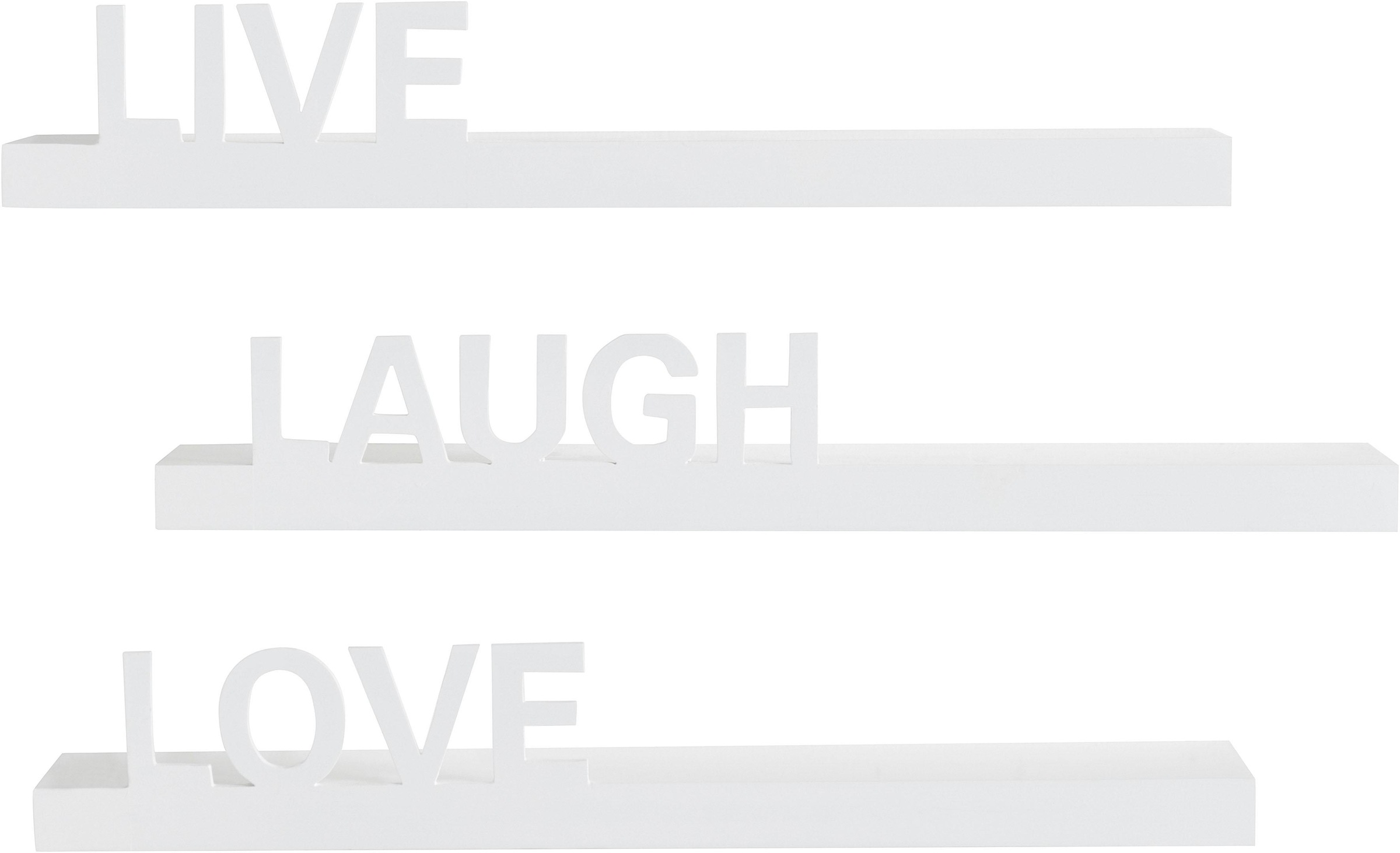 my home Deko-Wandregal »Live - Love - Laugh« Set, 3-tlg. Set, 3 Stk. tlg. D günstig online kaufen