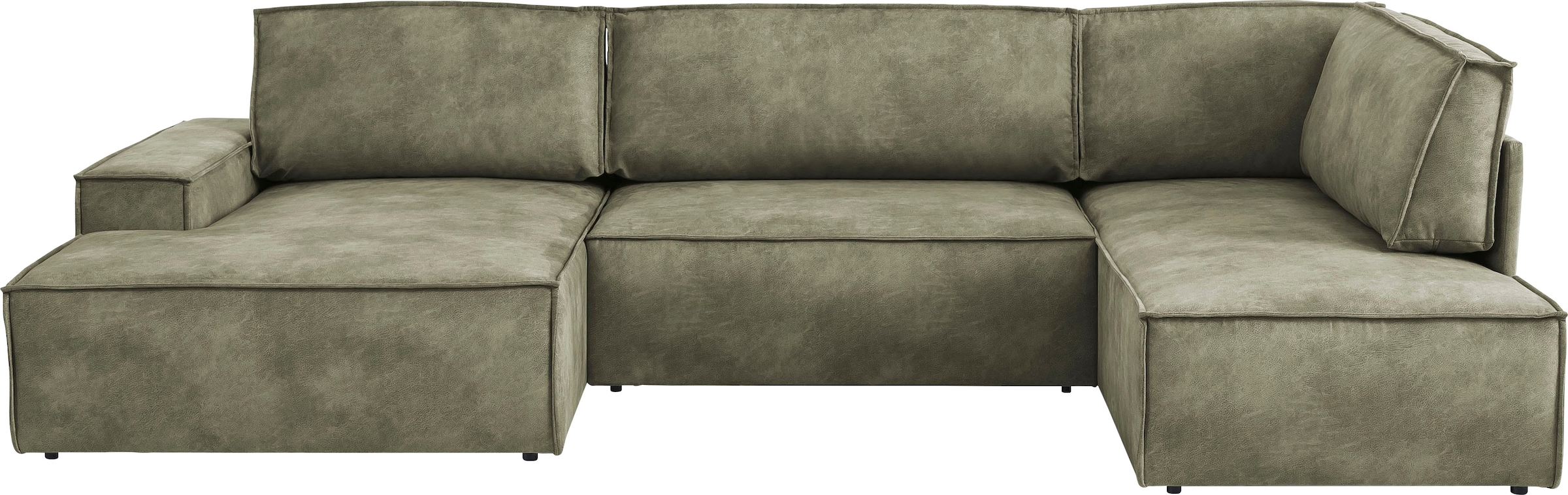 Home affaire Wohnlandschaft »SHERWOOD 329 cm, U-Form, Schlafsofa,«, Schlaffunktion m. Bettkasten (194x139 cm), Cord, Vintage, Samtvelours