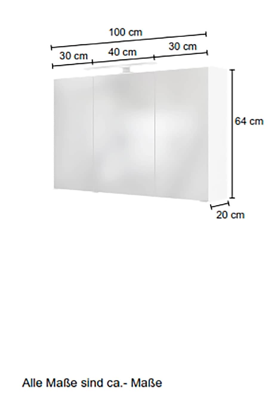 cm, HELD MÖBEL mit Breite Spiegelschrank Glasböden verstellbaren im »Matera«, 6 jetzt %Sale 100