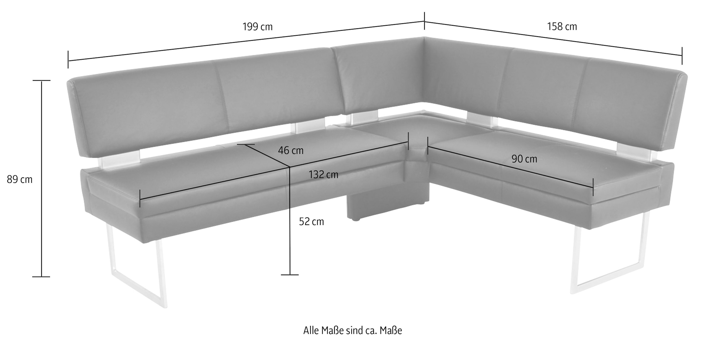 K+W Komfort & Wohnen Essgruppe, (4 tlg.), langer Schenkel links oder rechts, 2 Freischwinger, 1 Funktionstisch