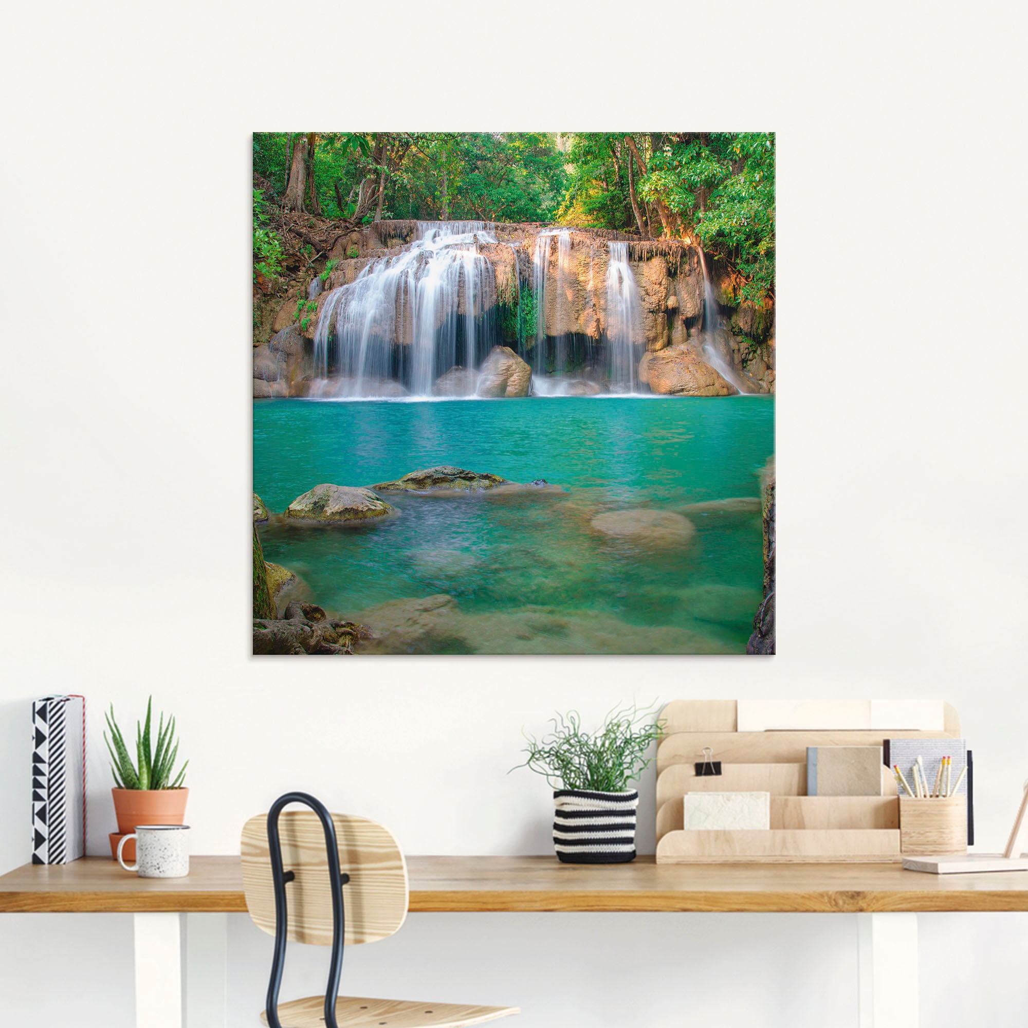 Artland Glasbild "Wasserfall im Wald National Park", Gewässer, (1 St.), in günstig online kaufen