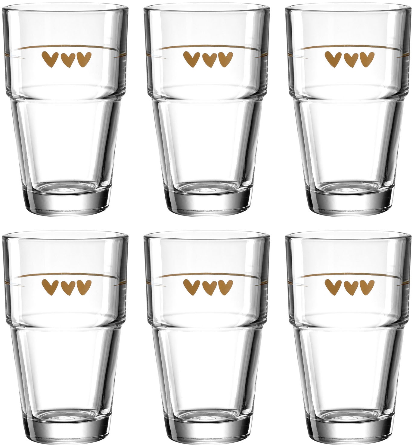 LEONARDO Latte-Macchiato-Glas »Gläser-Set SOLO, mit Herzmotiv«, (Set, 6 tlg günstig online kaufen