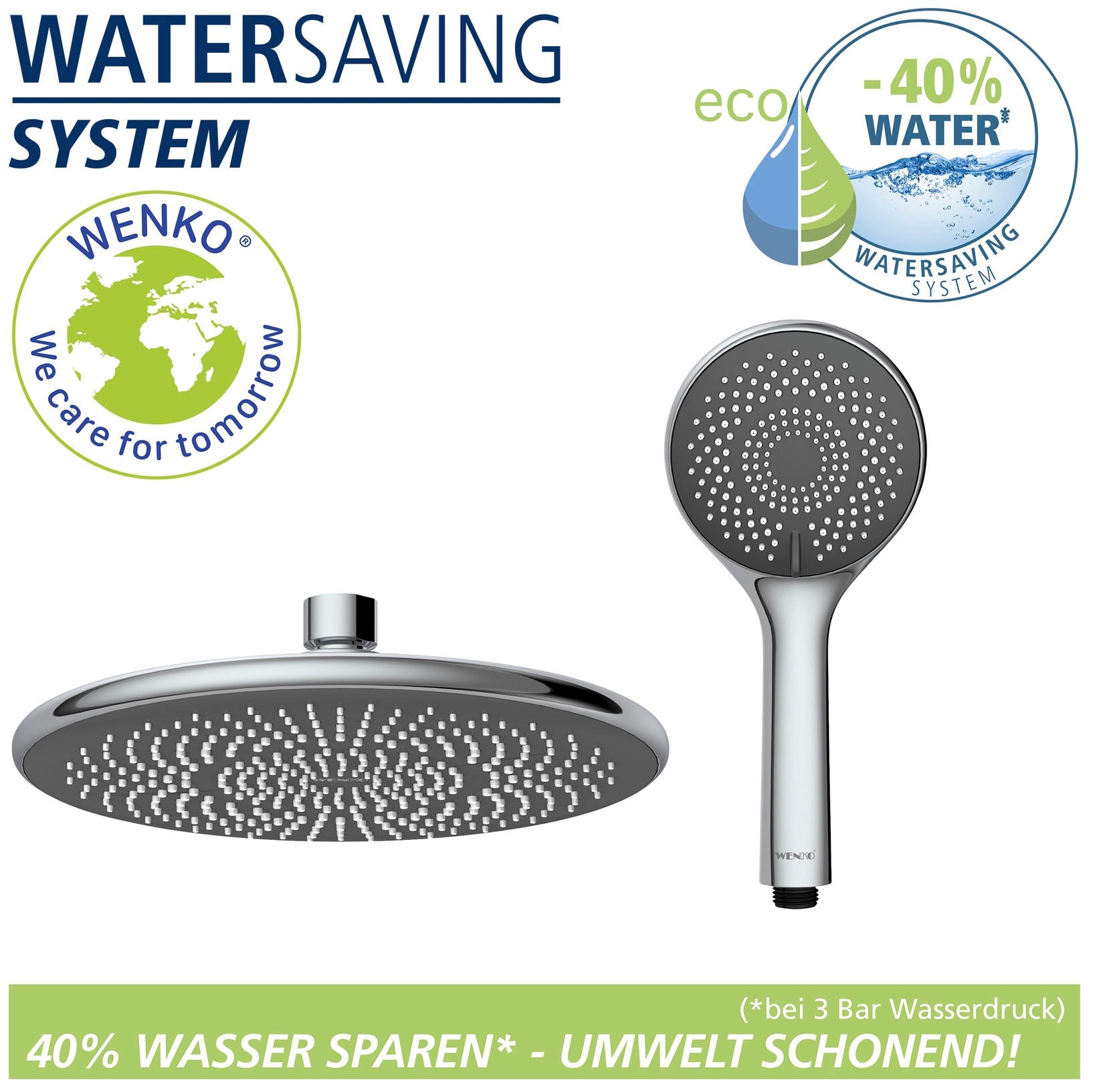 WENKO Duschsystem »Watersaving«, einfacher Anschluss an bestehende Armatur oder Wandanschlussbogen