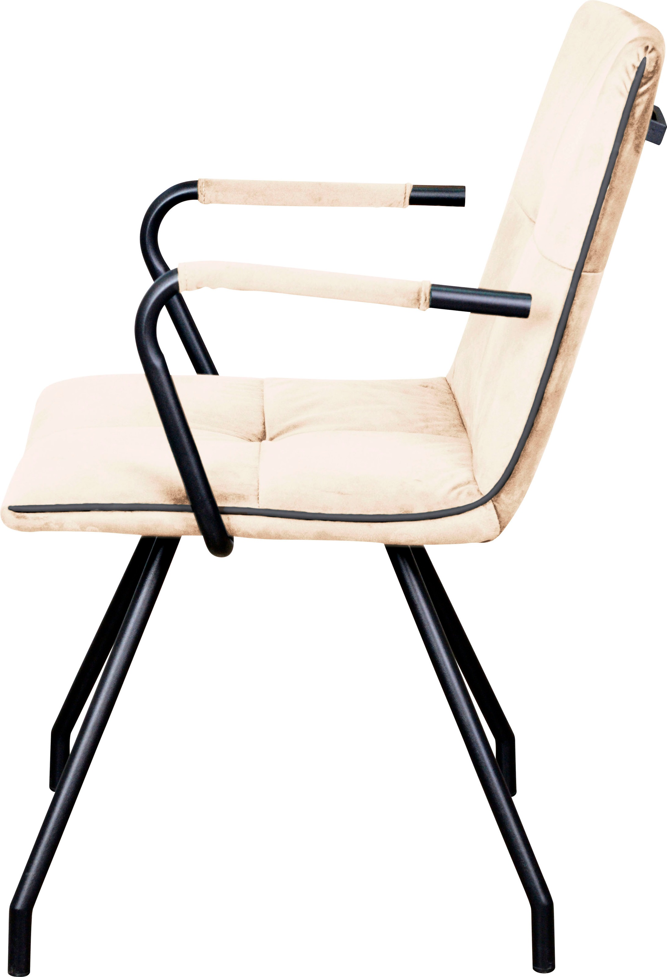 Kayoom Polsterstuhl »Stuhl Eaden 225 2er-Set, samtiger Stoffbezug, Paspel aus Kunstleder«, (Set), 2 St., stilvoll, pflegeleicht, zeitgemäße Farbgebung, samtiger Stoffbezug