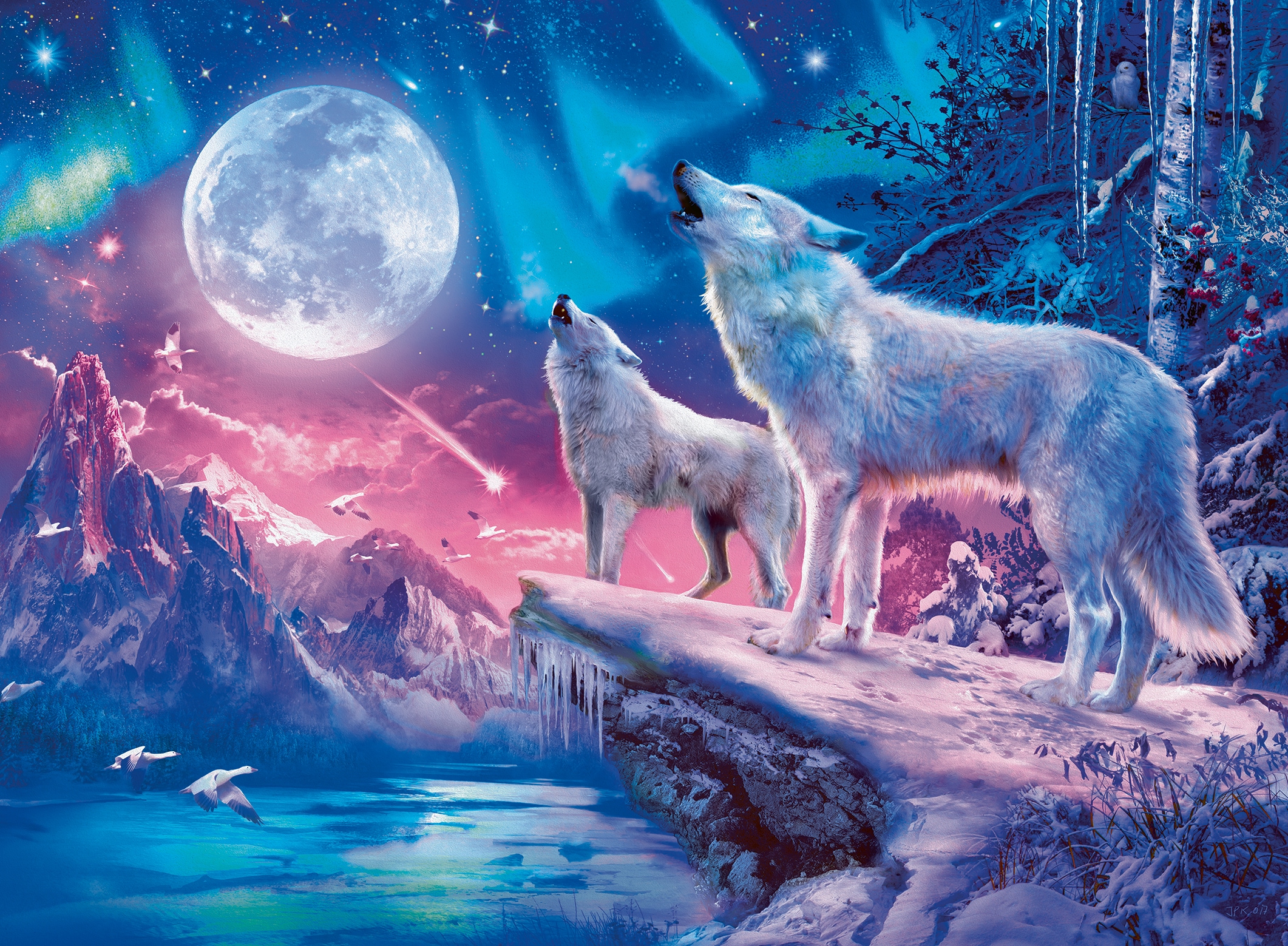 Ravensburger Puzzle »Glow in the Dark, Wolf im Nordlicht«, Made in Germany