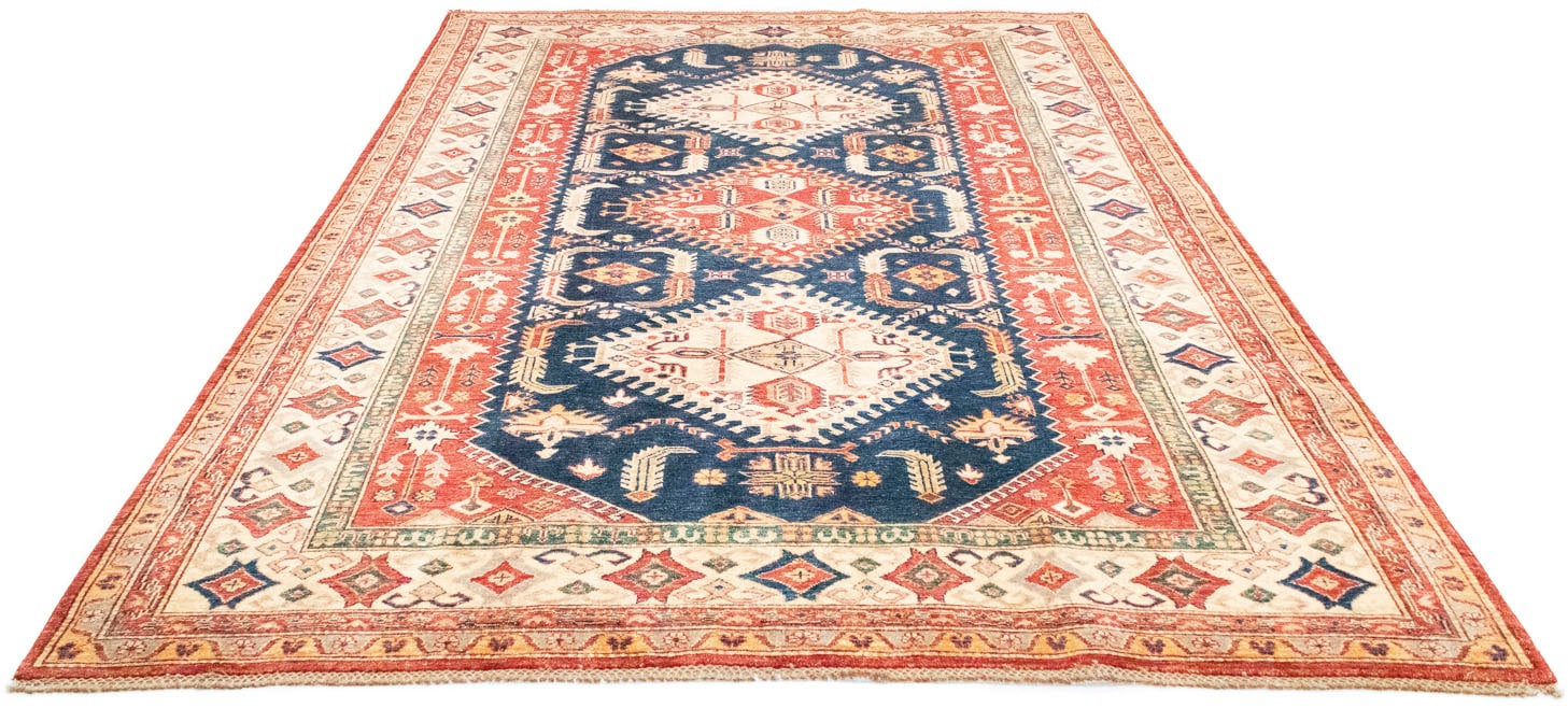 bequem bestellen und morgenland rechteckig »Kazak Teppich Wollteppich blau«, schnell handgeknüpft
