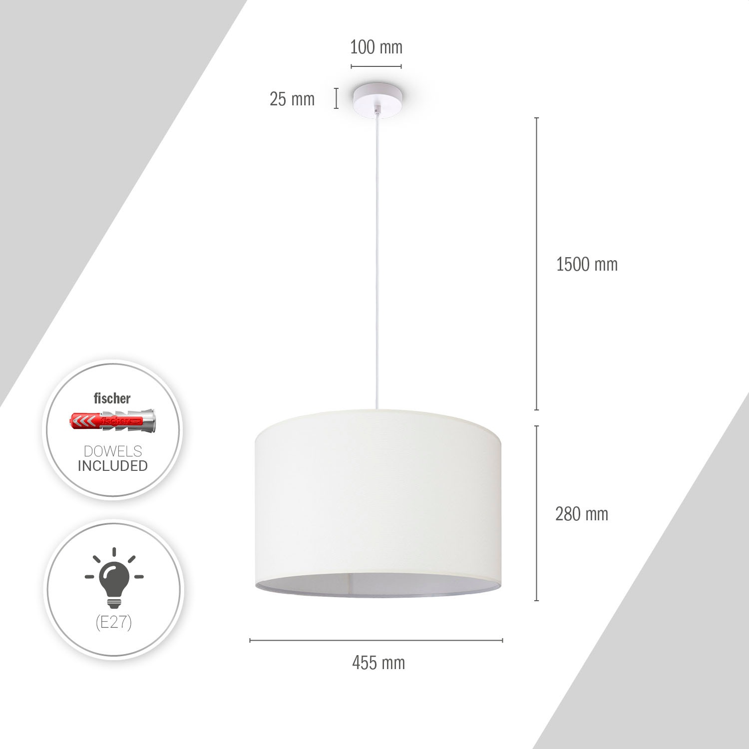 Paco Home Pendelleuchte »HUGO CANVAS UNI COLOR« E27 Wohnzimmer Stoff Lampenschirm Skandinavisch Uni Pendelleuchte Modern