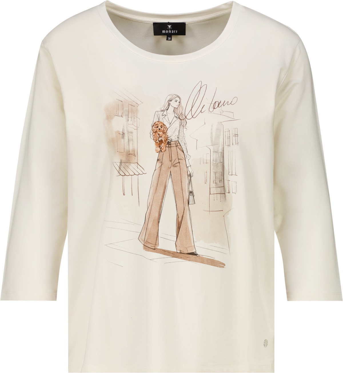 Monari 3/4-Arm-Shirt »Shirt Frau + Hund« Regular fit mit Rundhalsausschnitt