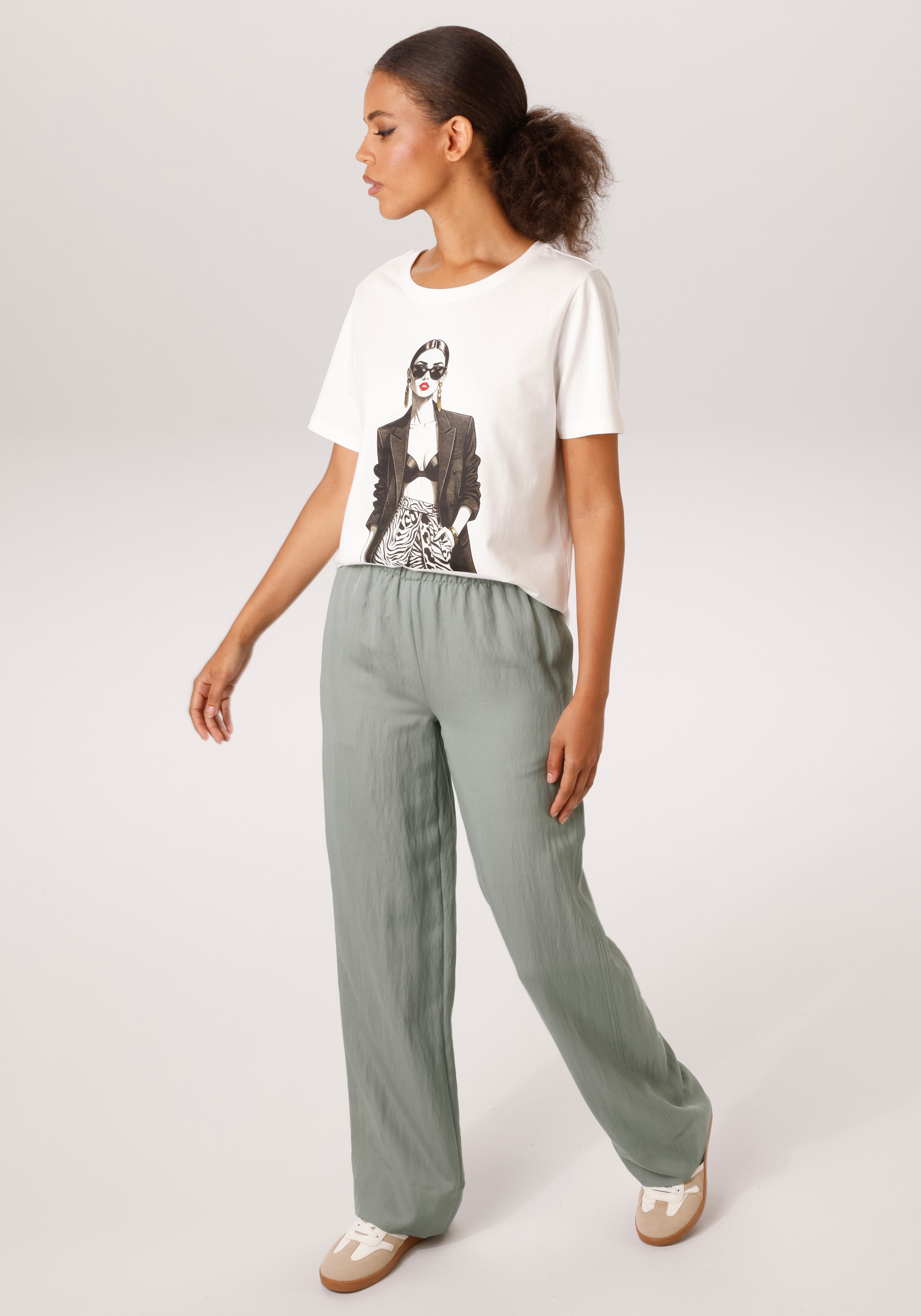 Aniston CASUAL Schlupfhose  in trendiger Twill-Qualität - NEUE KOLLEKTION