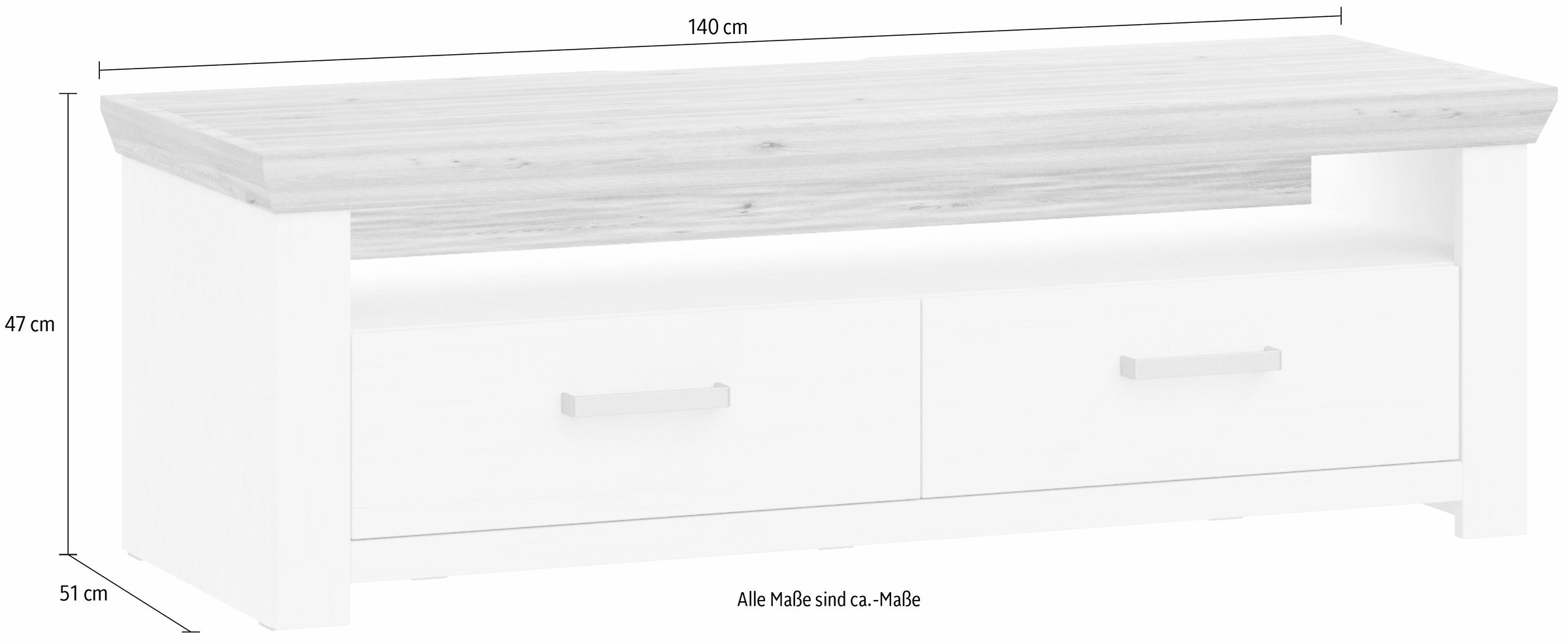 set one by Musterring Lowboard »York«, Typ 31, mit 2 Schubkästen, Beleuchtung optional, Breite 140 cm